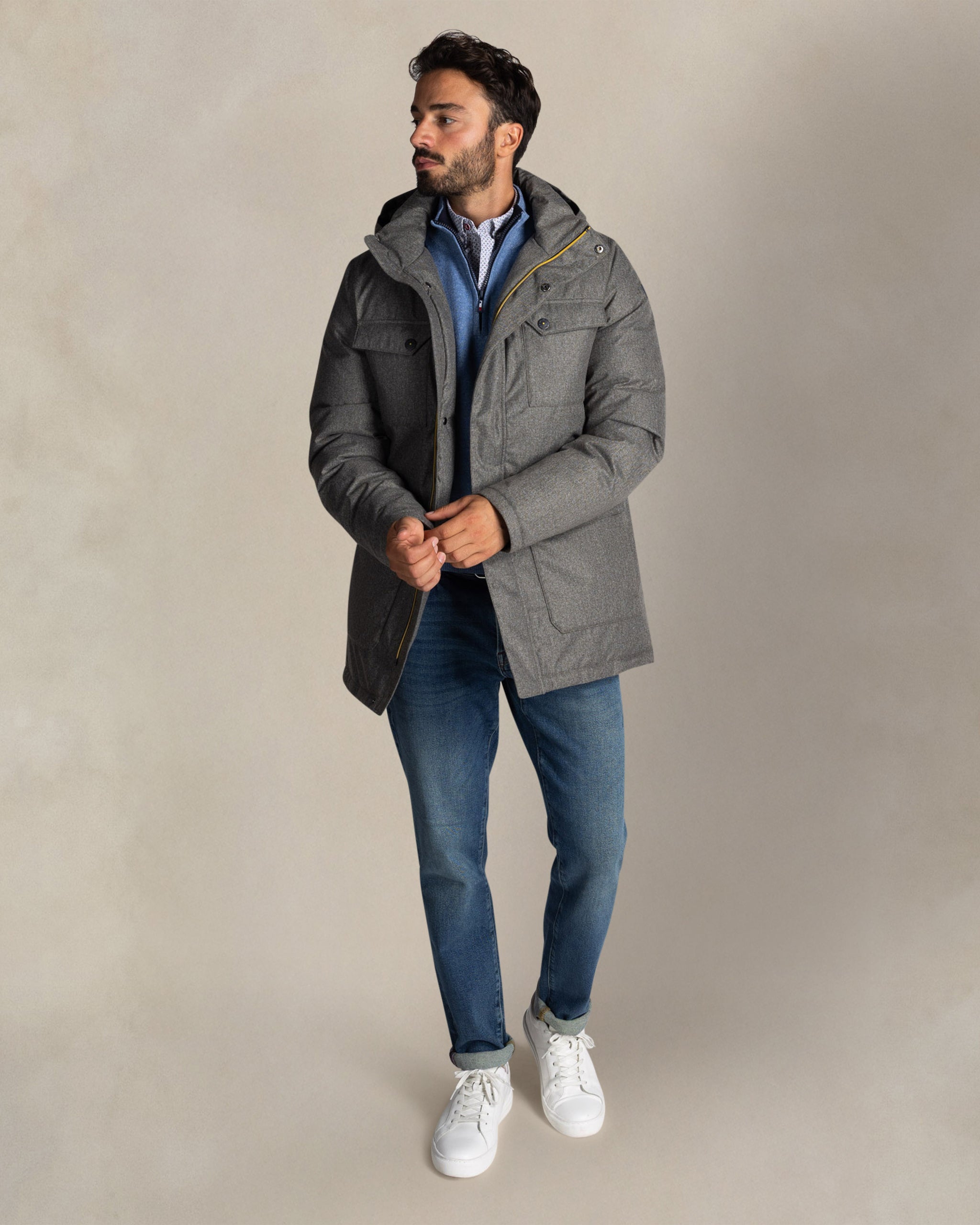 Grey jacket with hood Grey jacket with hood