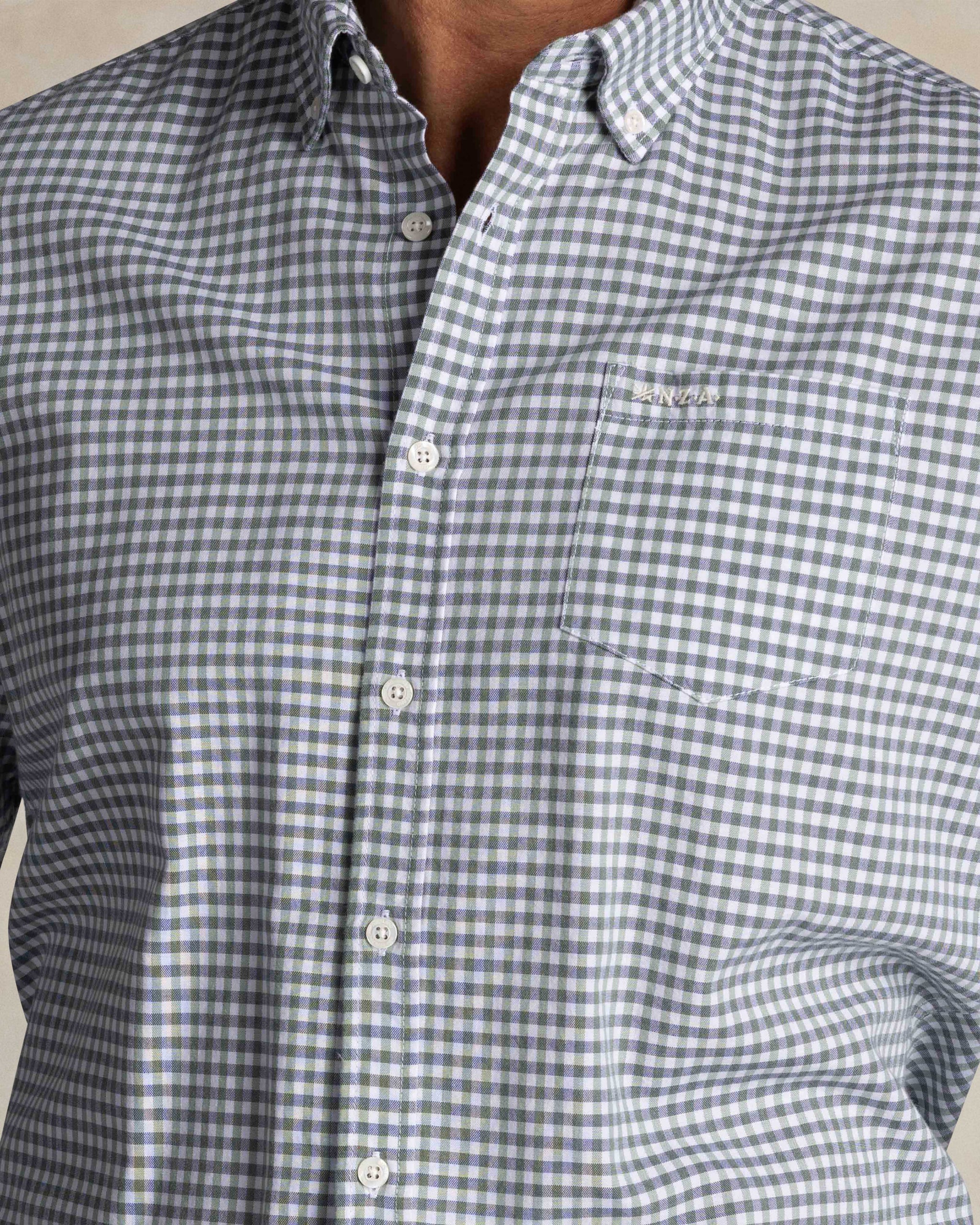 Green check cotton button-down Green check cotton button-down