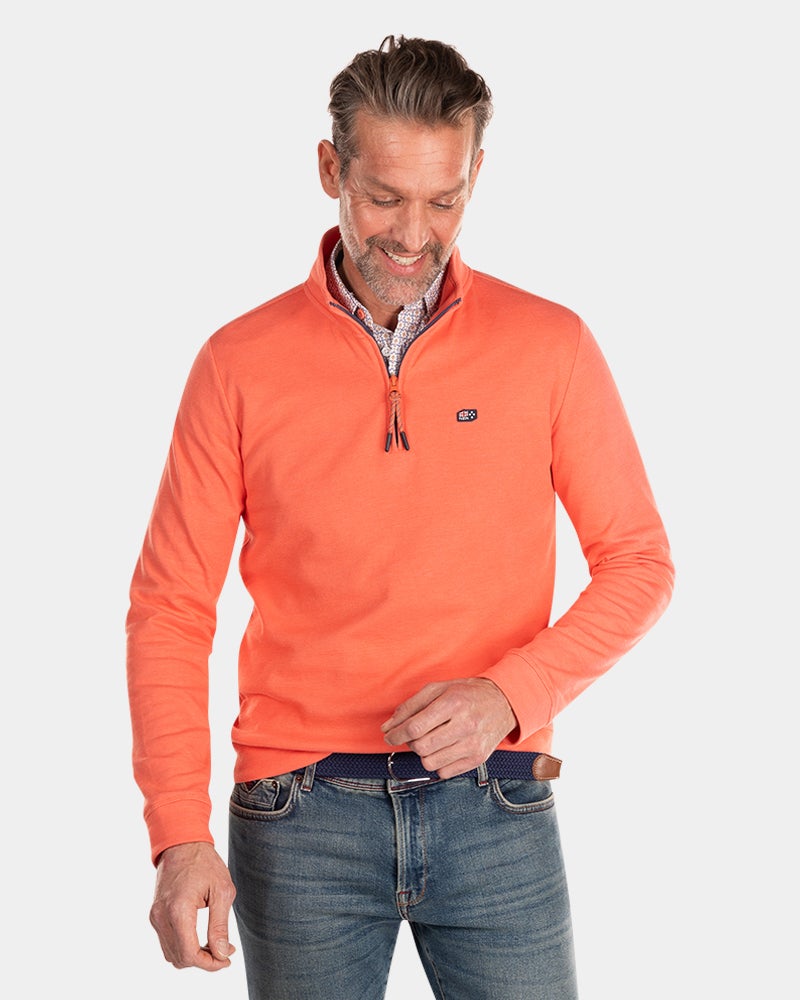 Fleece half zip sweater - Golden Orange