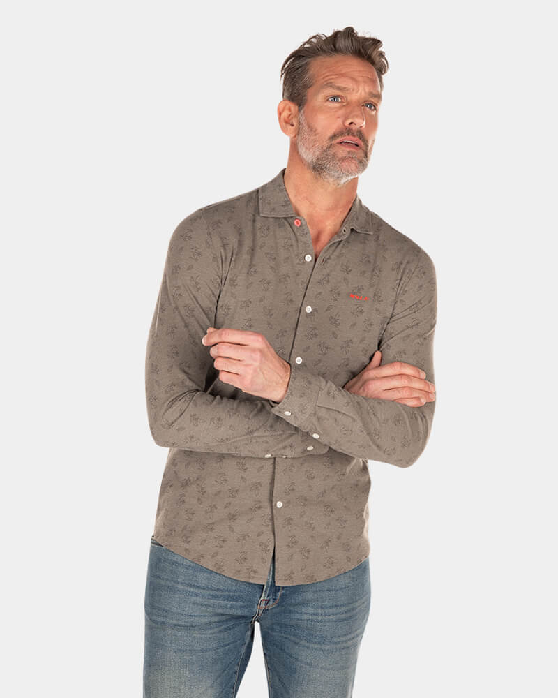 Camisa gris con estampado floral. - Misty Army Camisa gris con estampado floral. - Misty Army