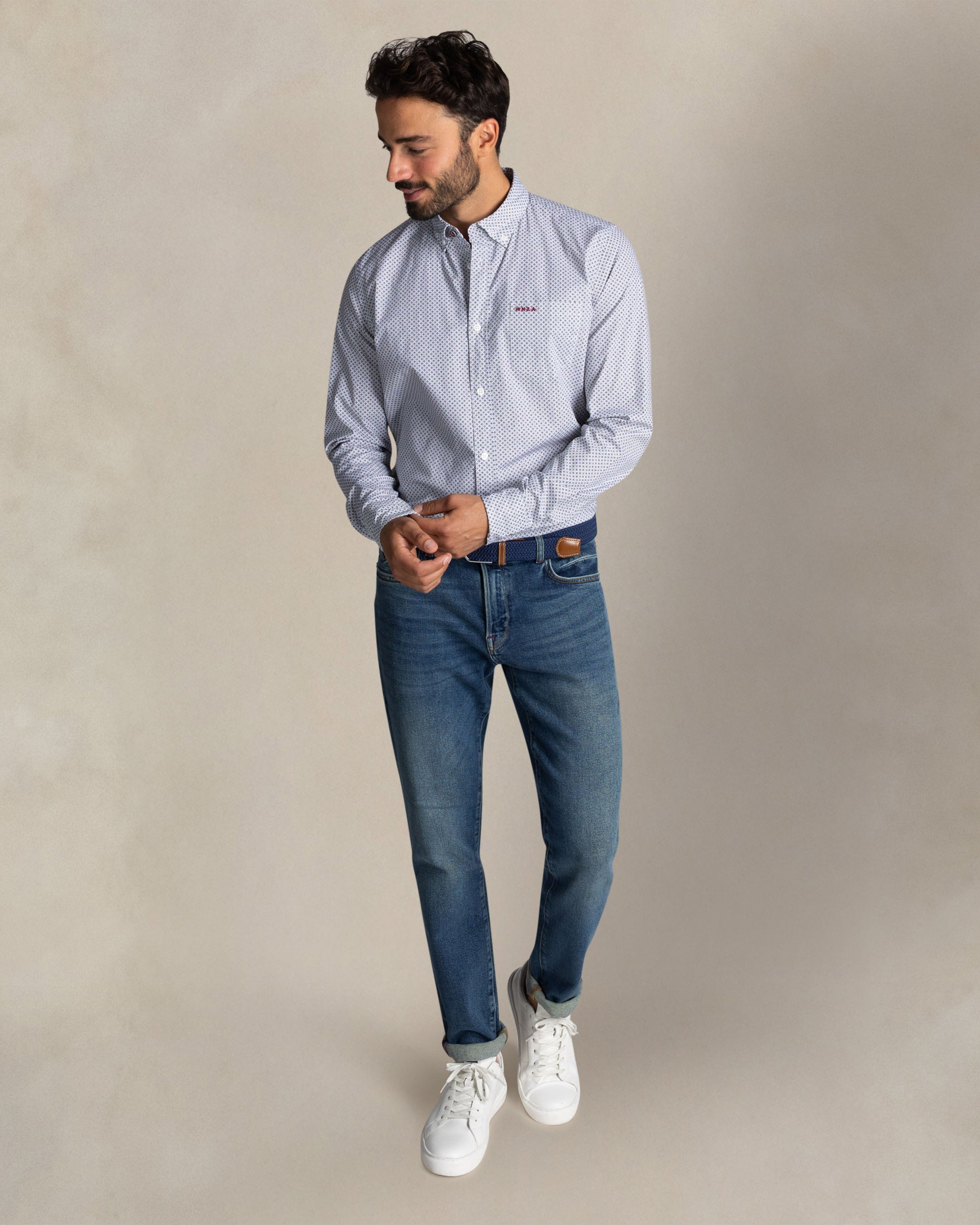 Groene katoenen stretch overhemd Groene katoenen stretch overhemd