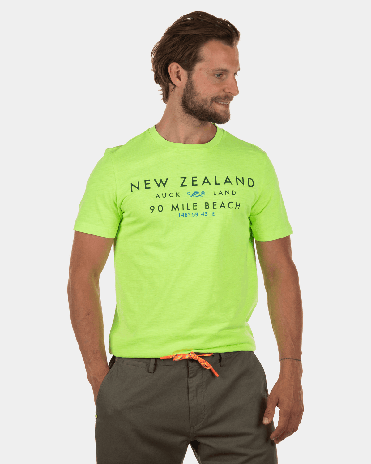 Rotokauri effen t-shirt met ronde hals - Cellery Neon Green