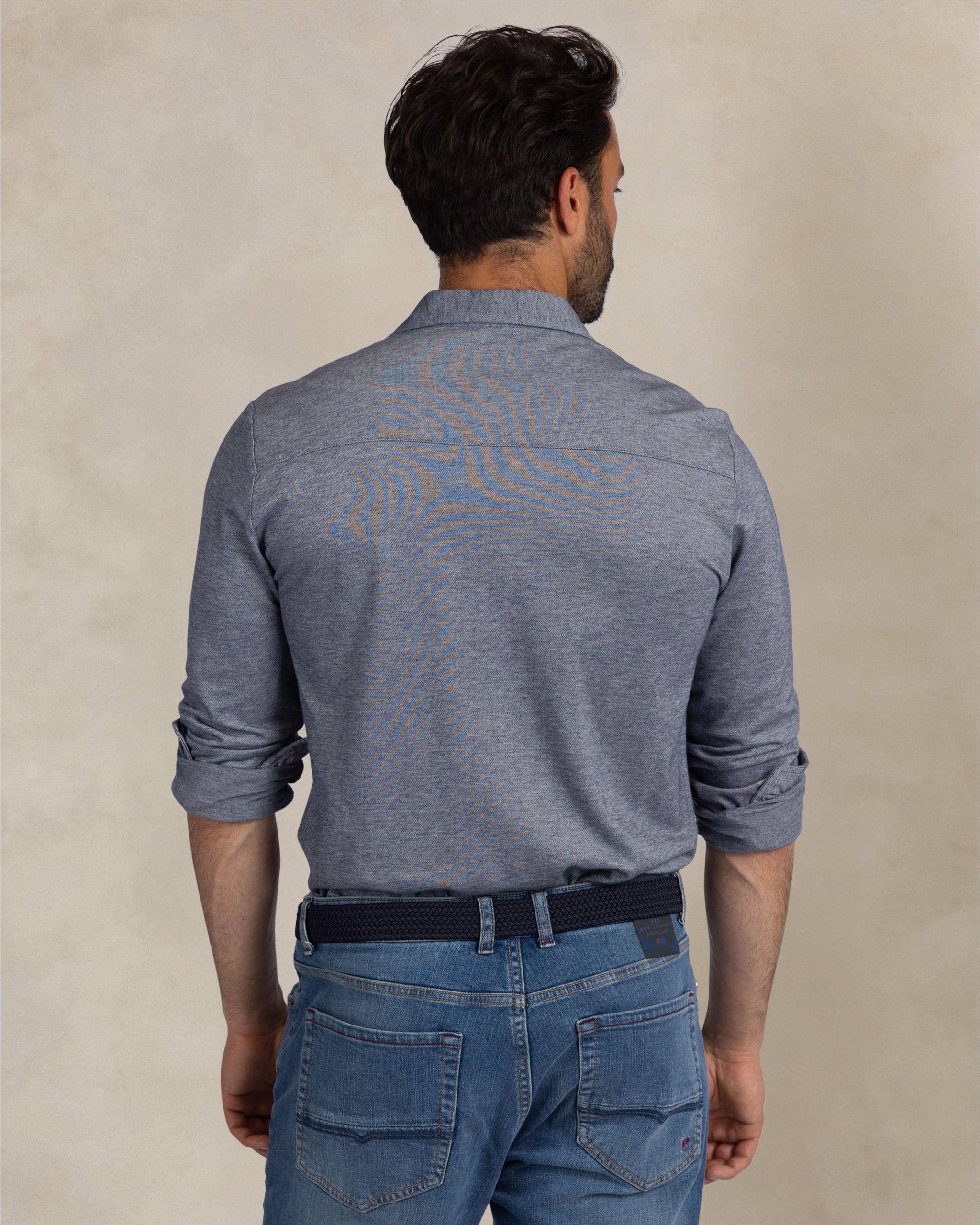 Chemise en maille en coton bleu Chemise en maille en coton bleu