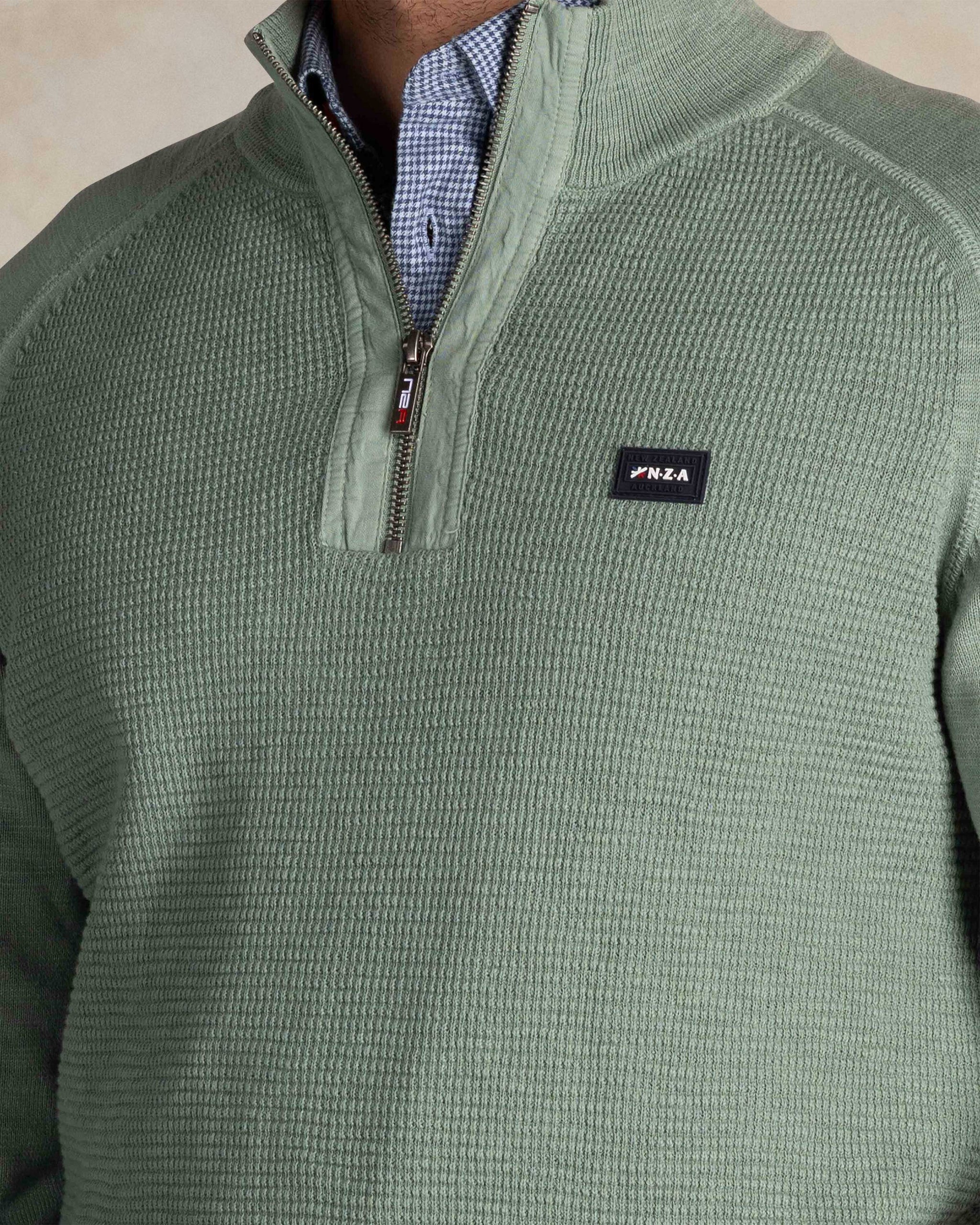 Groene katoenen half zip trui Groene katoenen half zip trui