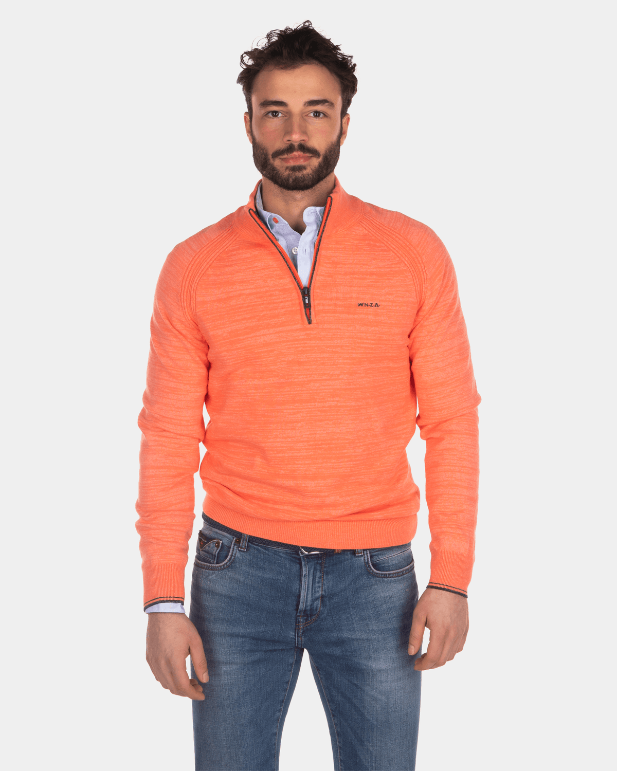 Cotton half zip pullover - Burned Orange
