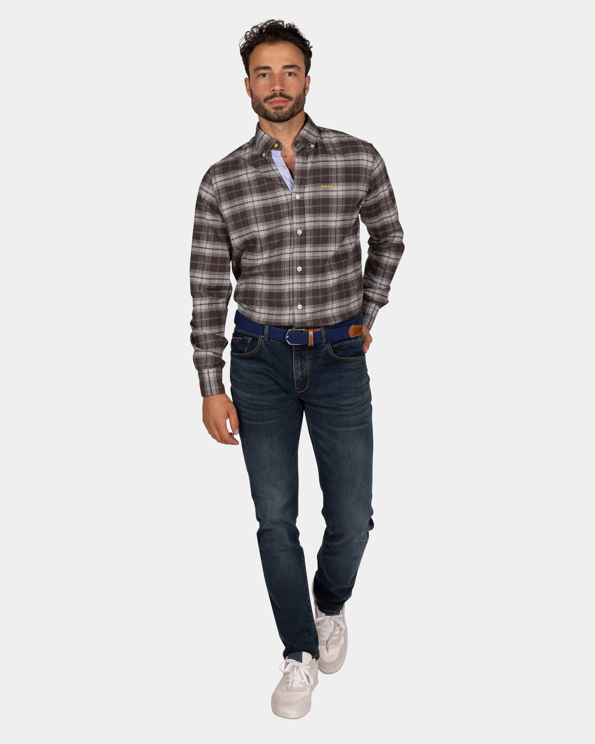 Flannel geruit overhemd donkerbruin met grijs - Dark Mocca Flannel geruit overhemd donkerbruin met grijs - Dark Mocca