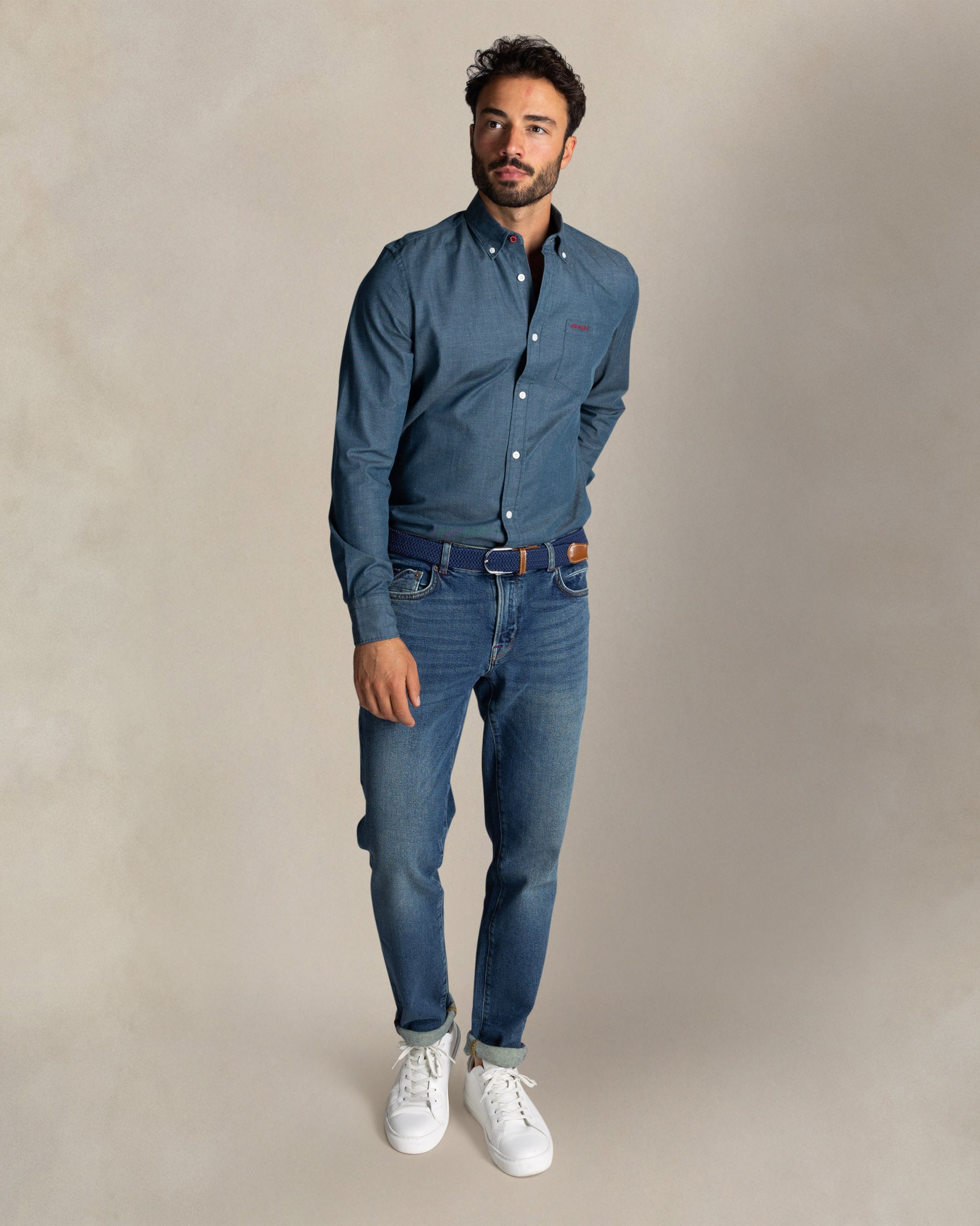 Blue stretch cotton shirt Blue stretch cotton shirt
