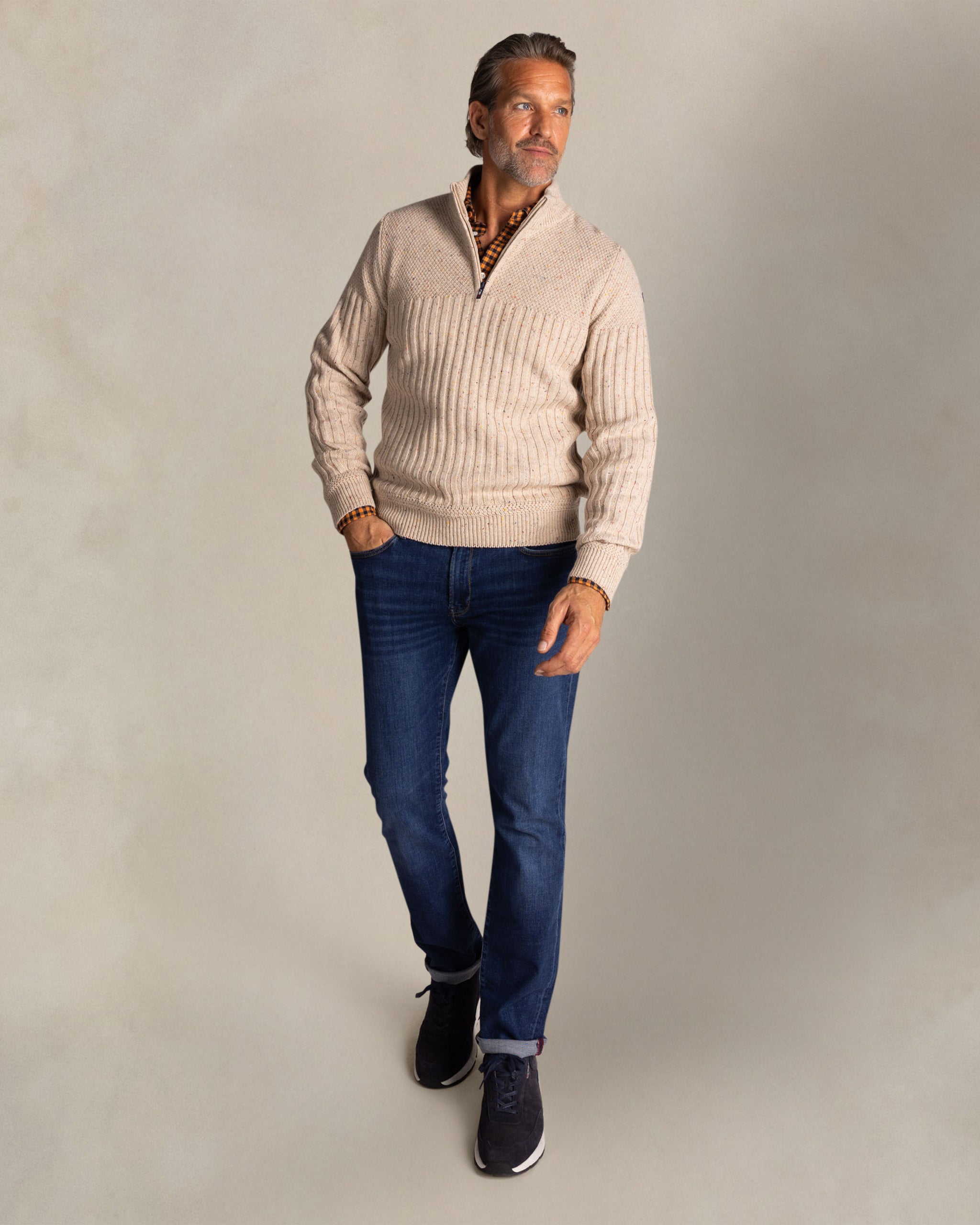 Ecru wool half zip pullover Ecru wool half zip pullover