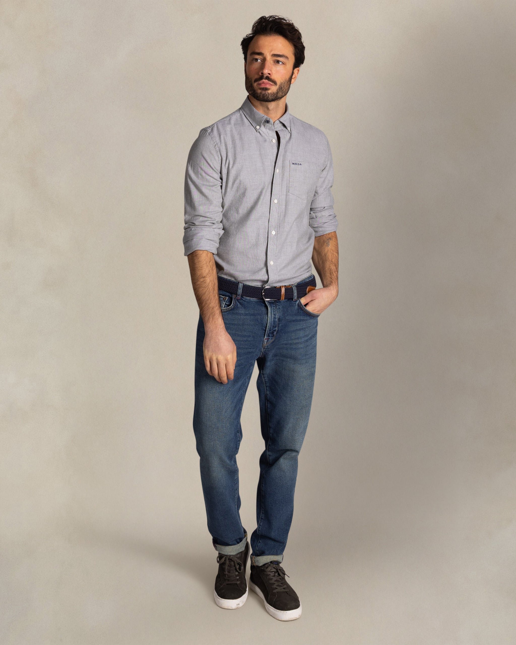 Green cotton stretch shirt Green cotton stretch shirt