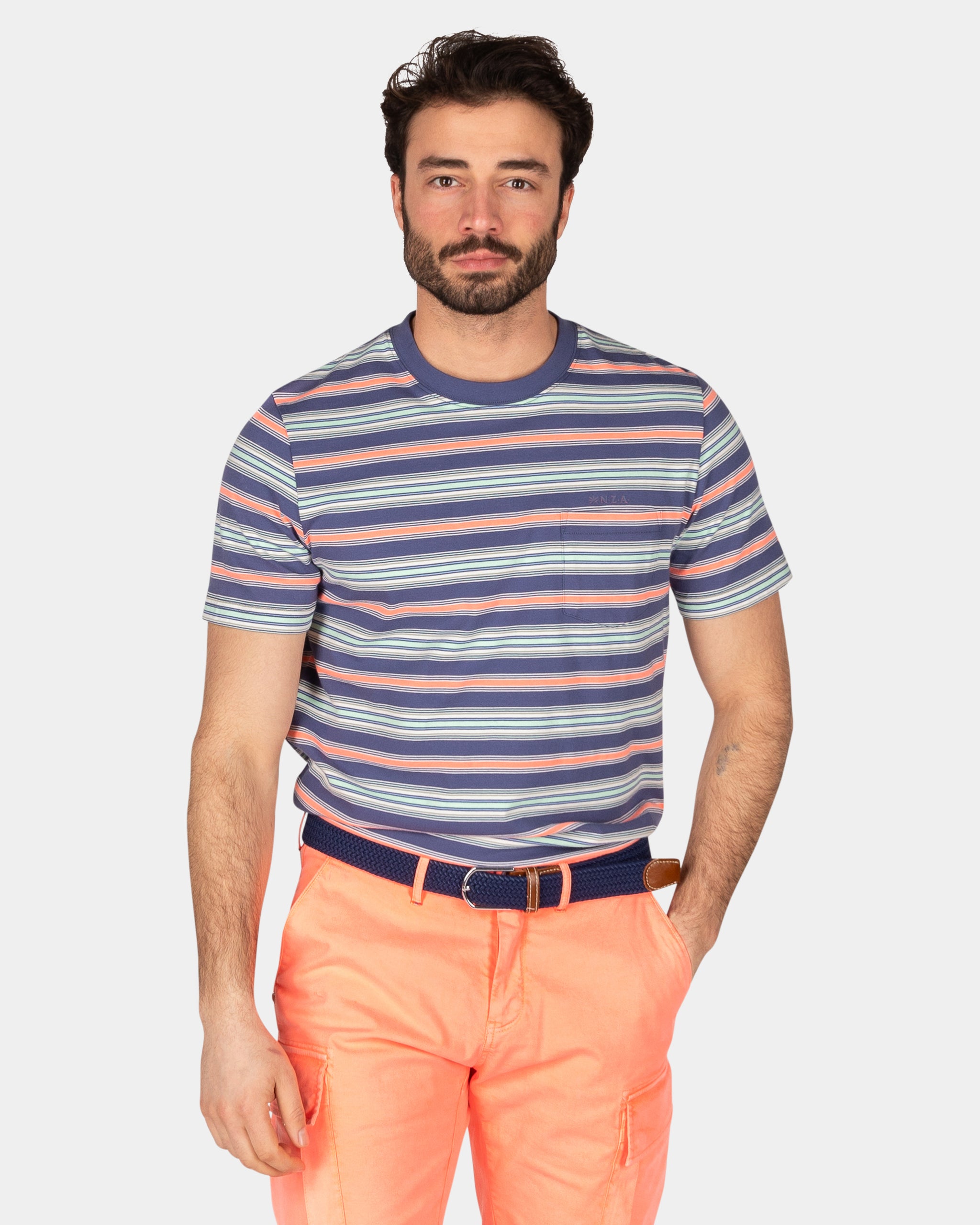 Camiseta de algodón con rayas - Dusk Navy Camiseta de algodón con rayas - Dusk Navy