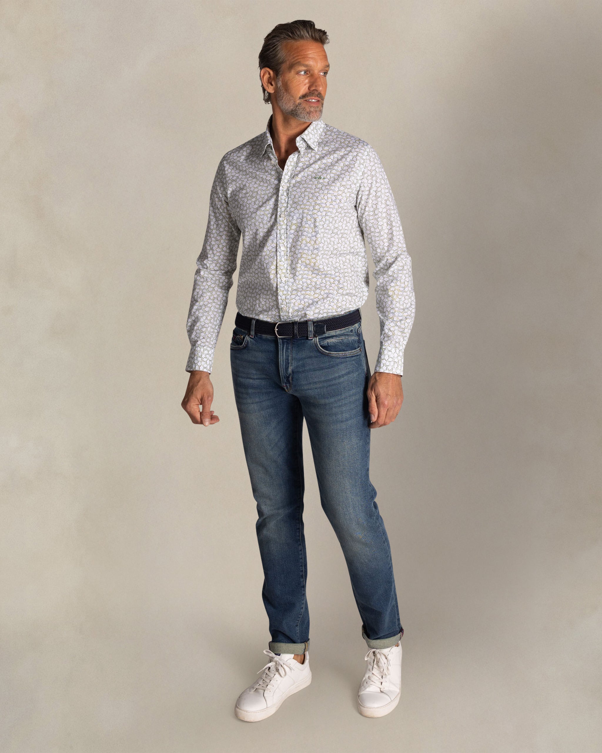 Groene katoenen stretch overhemd Groene katoenen stretch overhemd