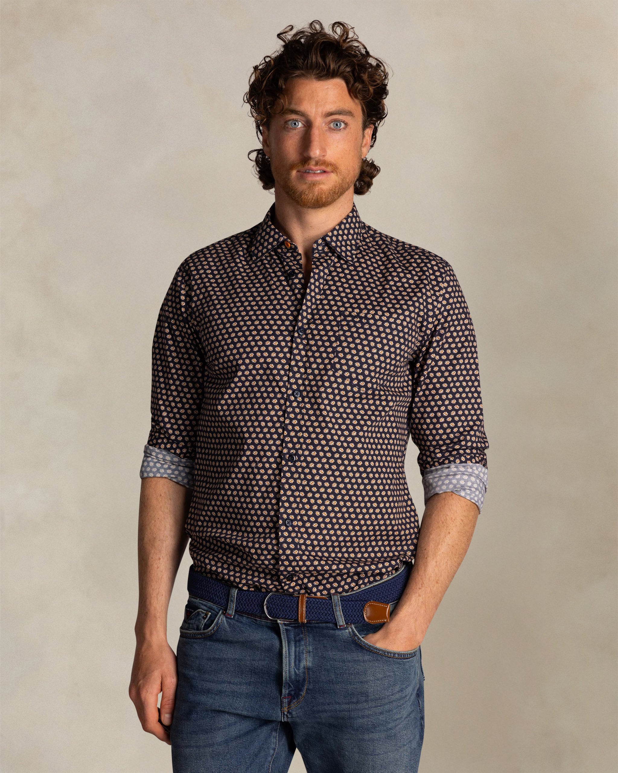 Chemise en coton bleu stretch Chemise en coton bleu stretch