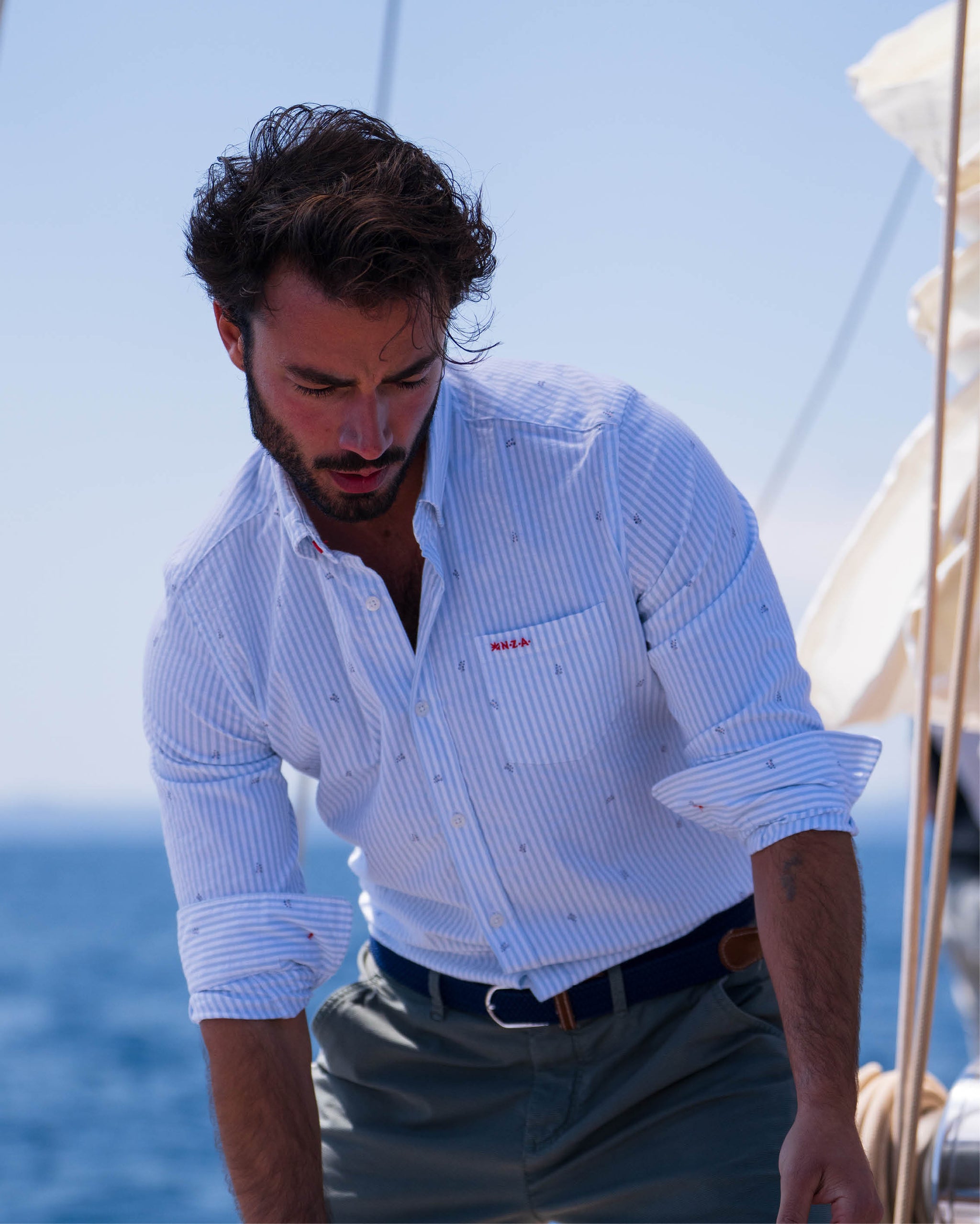 Chemise stretch en coton bleu Chemise stretch en coton bleu