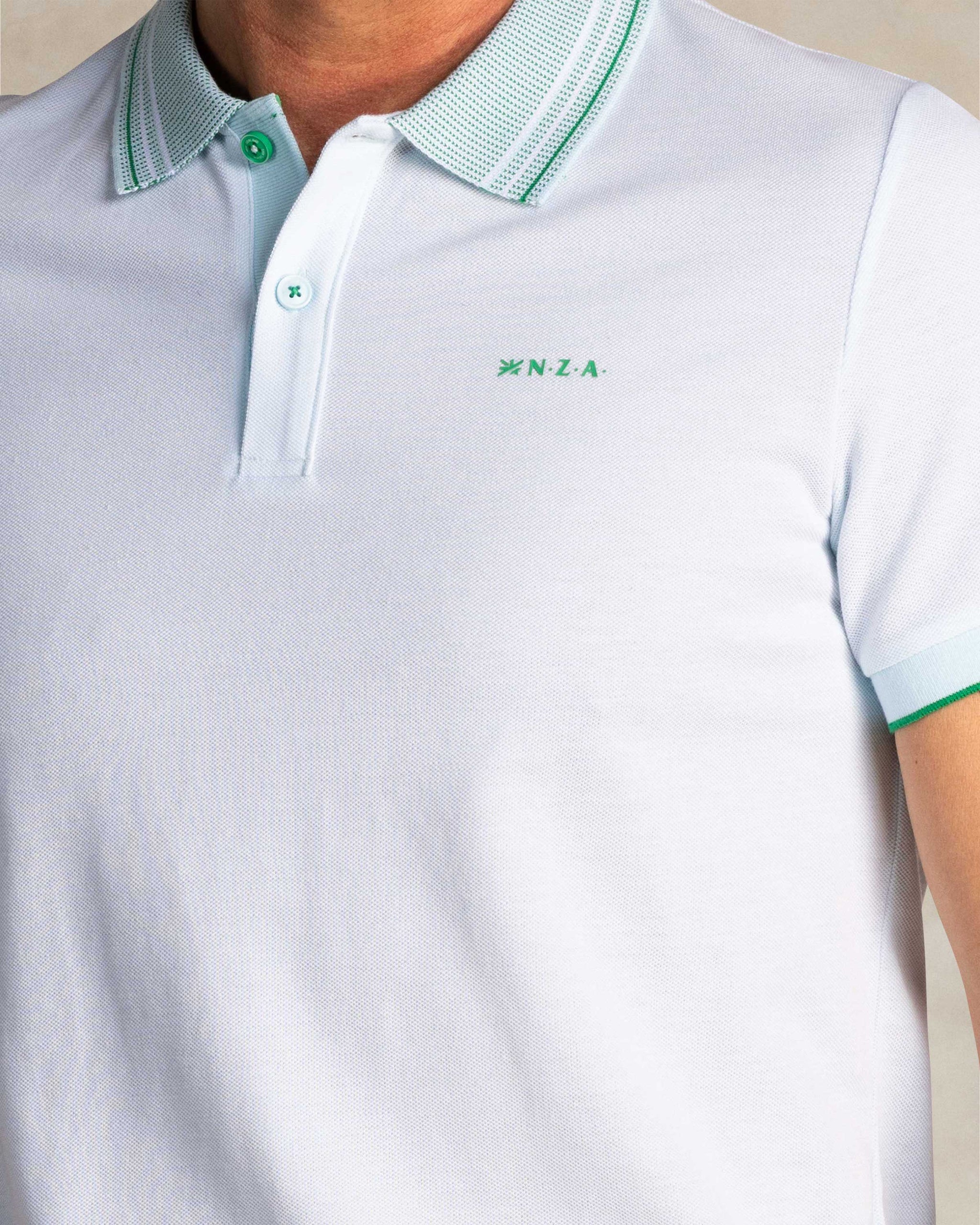 Light blue polo with striped collar Light blue polo with striped collar