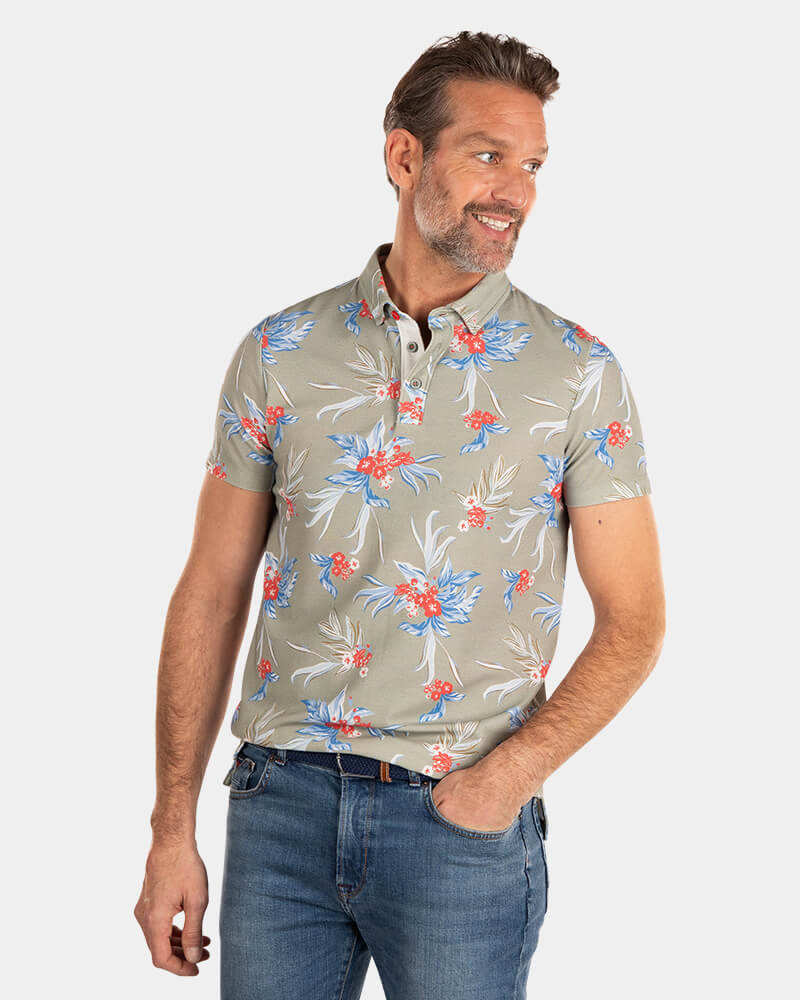 Polo vert à imprimé fleuri - Misty Army Polo vert à imprimé fleuri - Misty Army