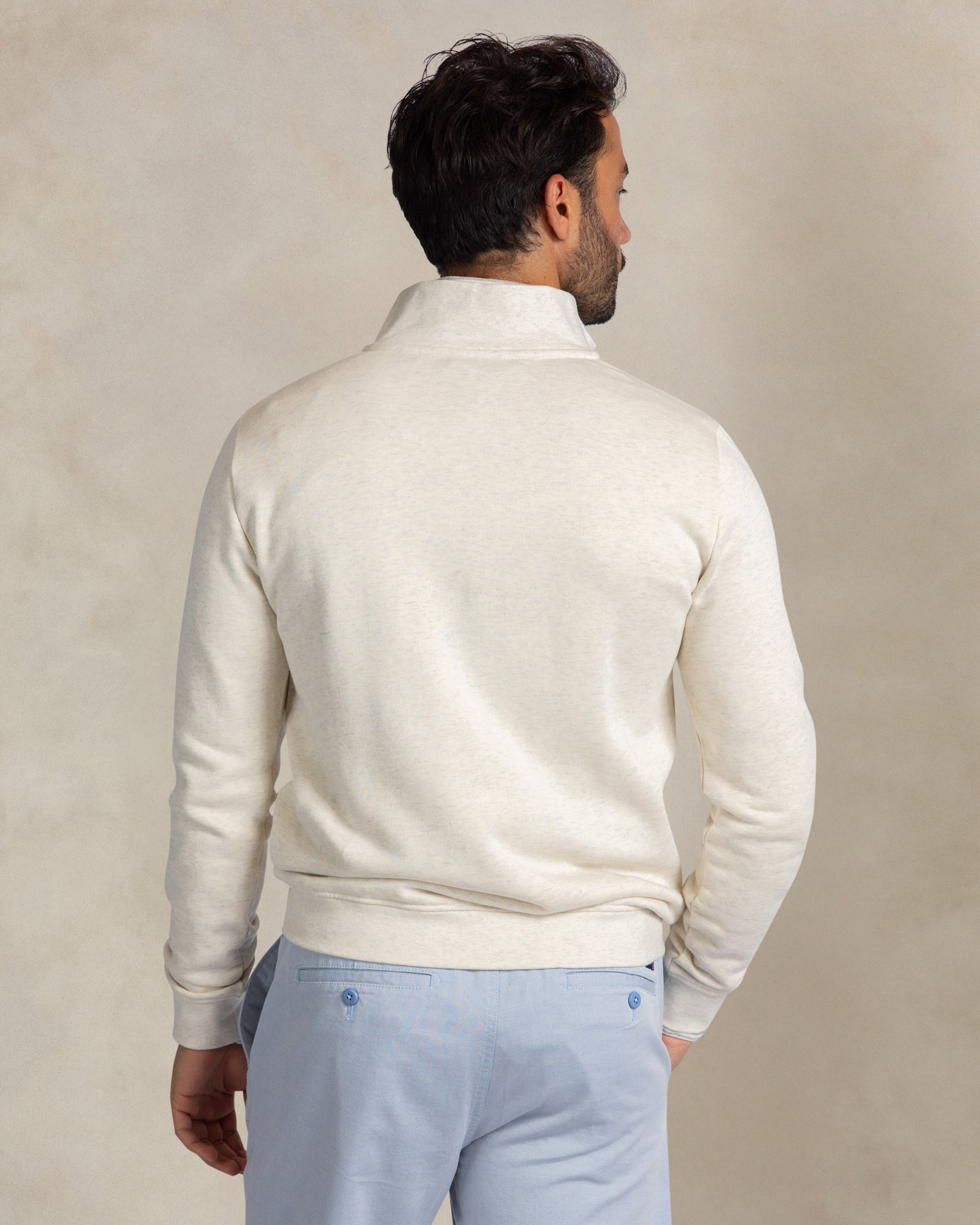 Pull zippé quart de coton écru Pull zippé quart de coton écru