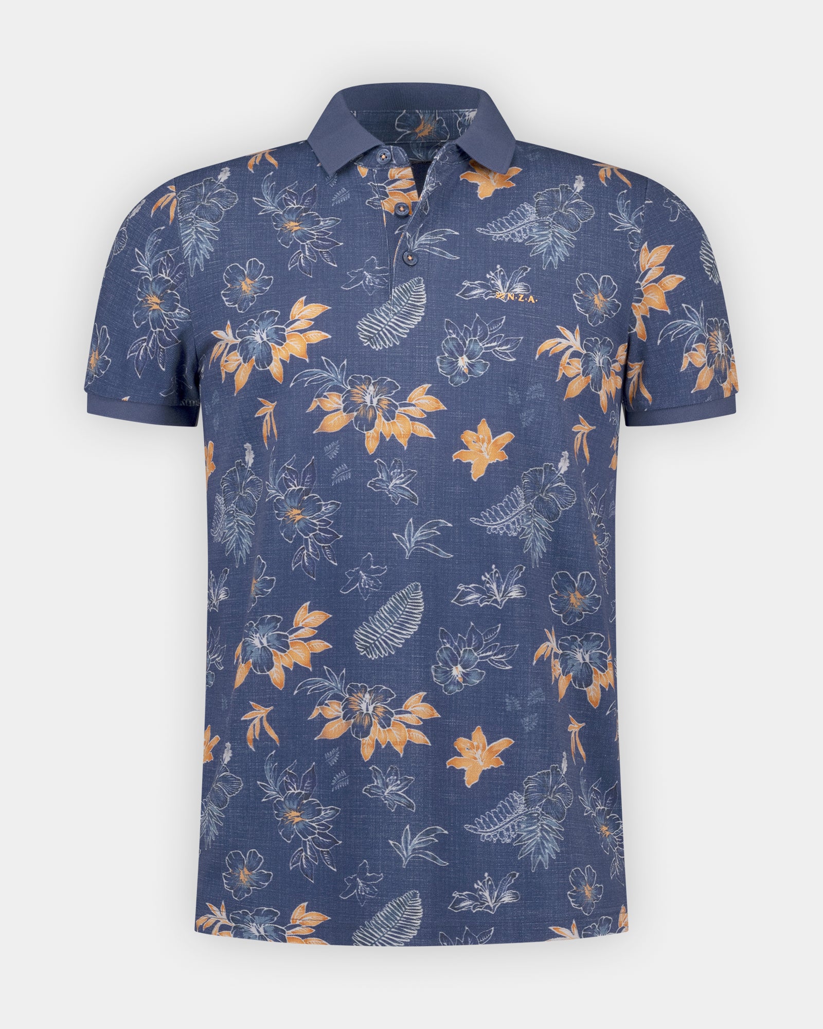 Blaue 100% Baumwollpolo mit Print Blaue 100% Baumwollpolo mit Print