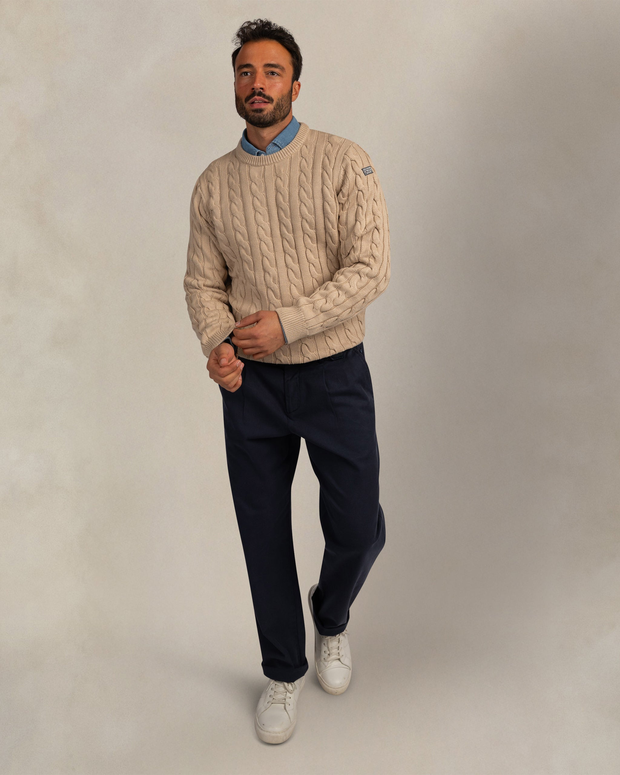 Ecru cotton cable knit Ecru cotton cable knit
