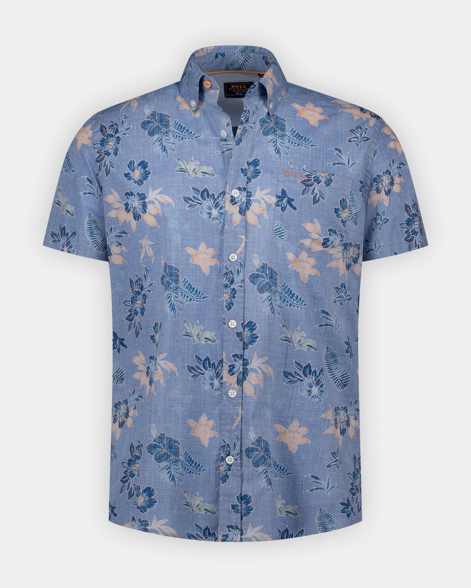 Camisa azul 100% algodón de manga corta Camisa azul 100% algodón de manga corta