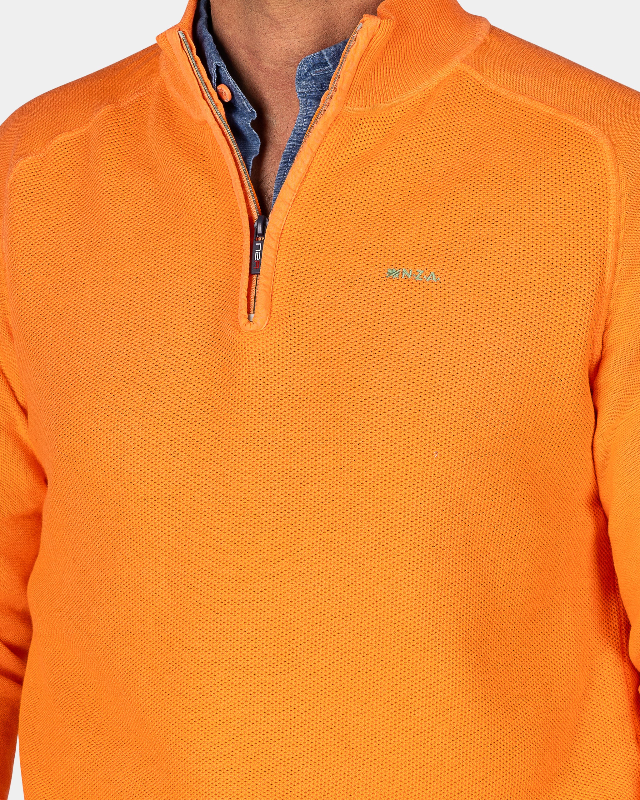 Orange basic pullover with half zipper Orange basic pullover with half zipper