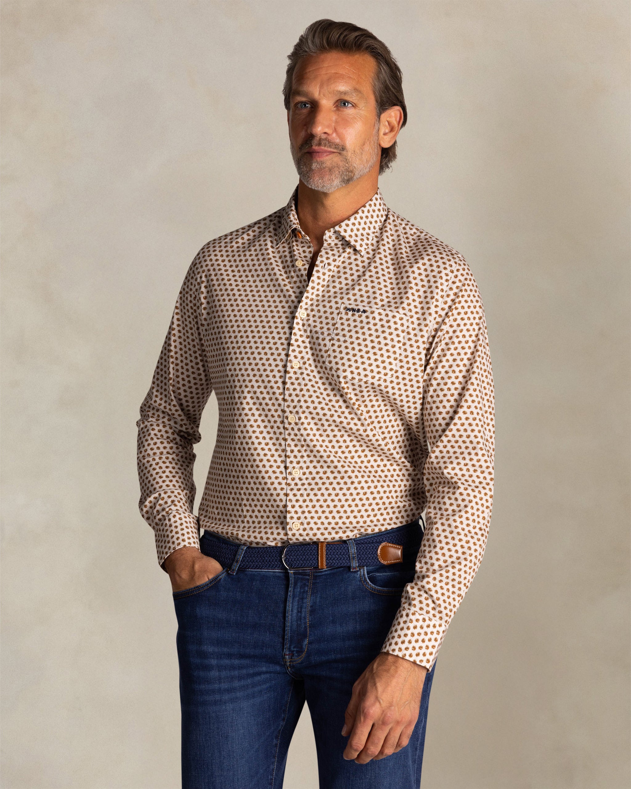 Chemise en coton écru stretch Chemise en coton écru stretch