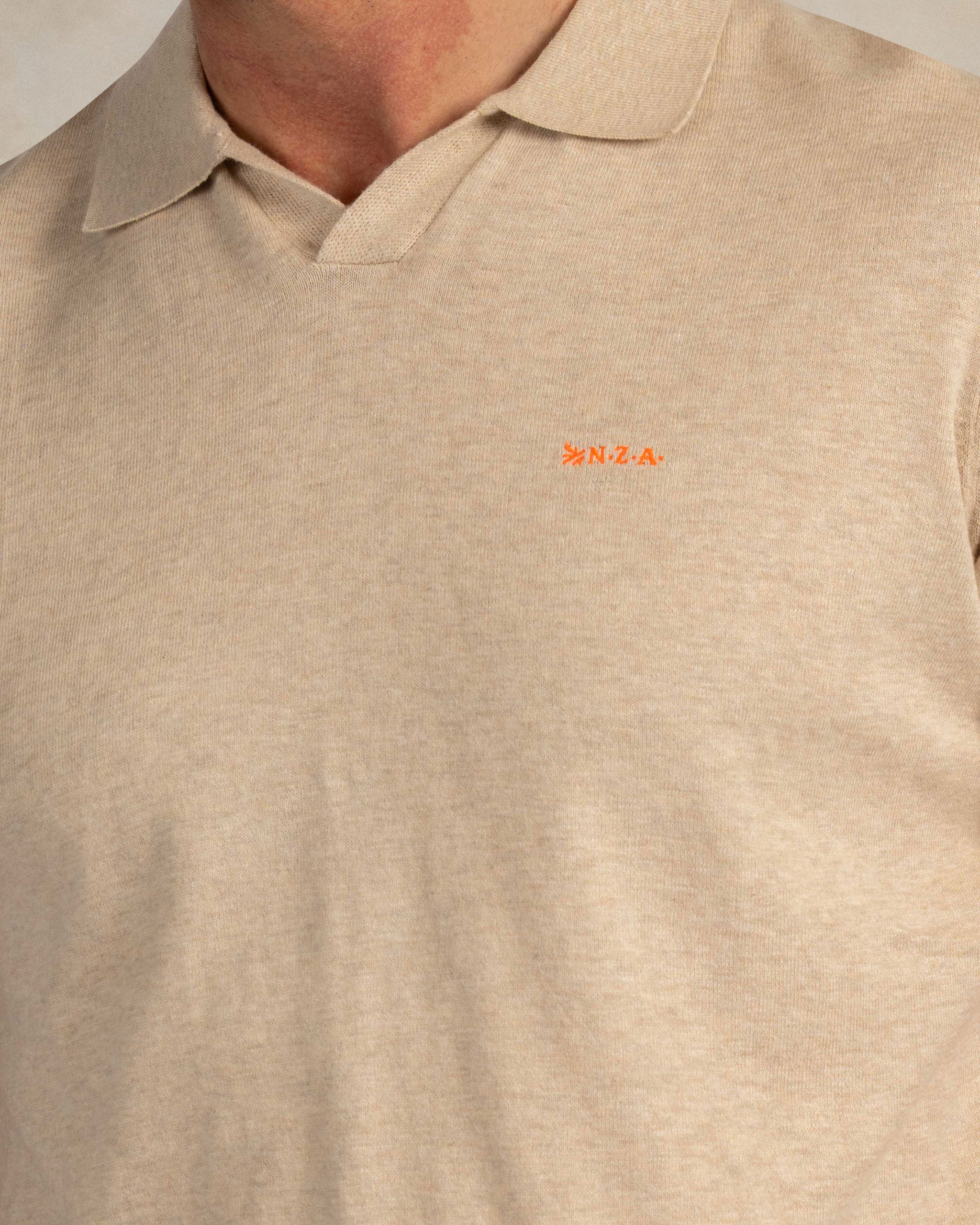 Polo tricoté écru en coton et lin Polo tricoté écru en coton et lin