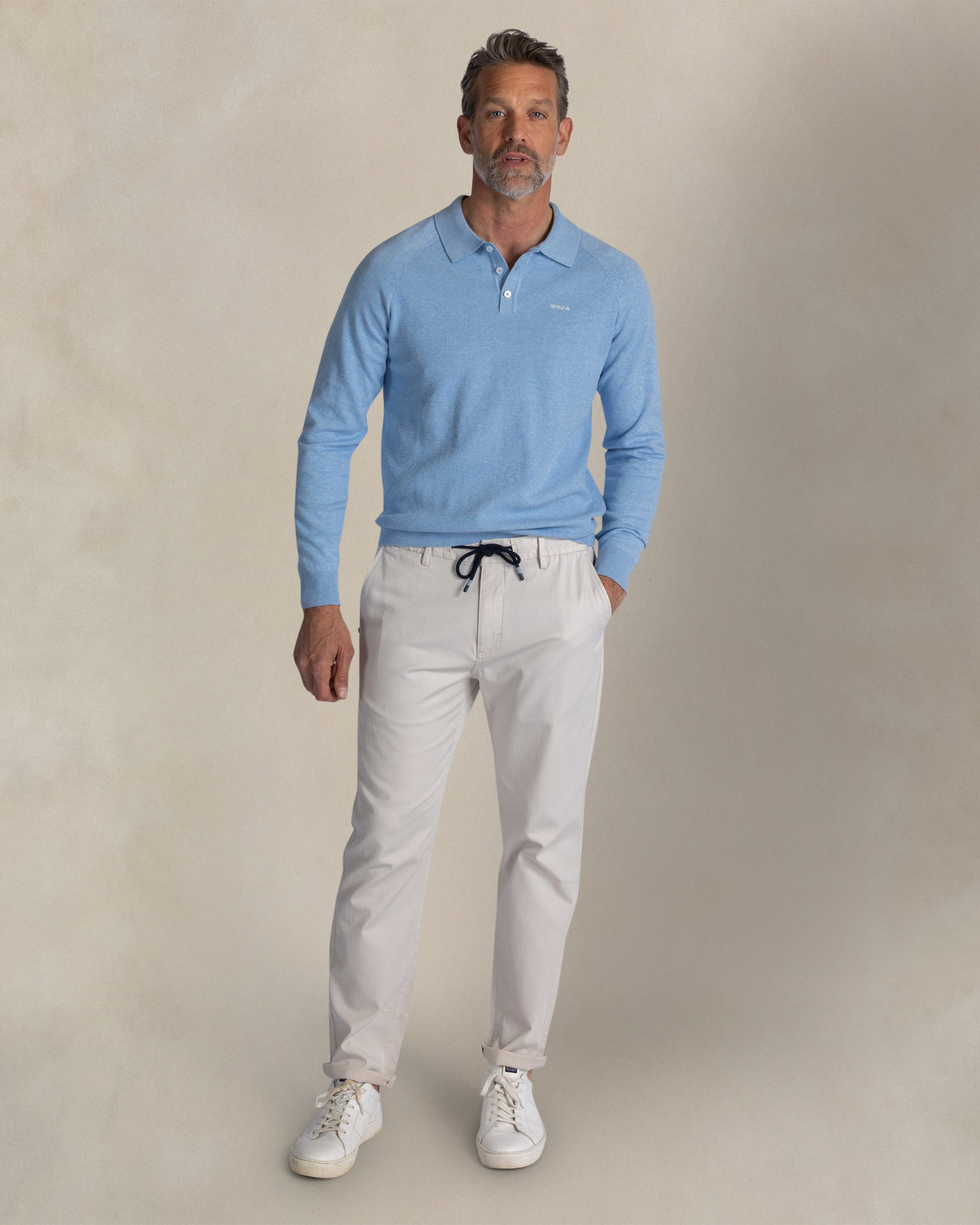 Blue cotton knitted polo Blue cotton knitted polo