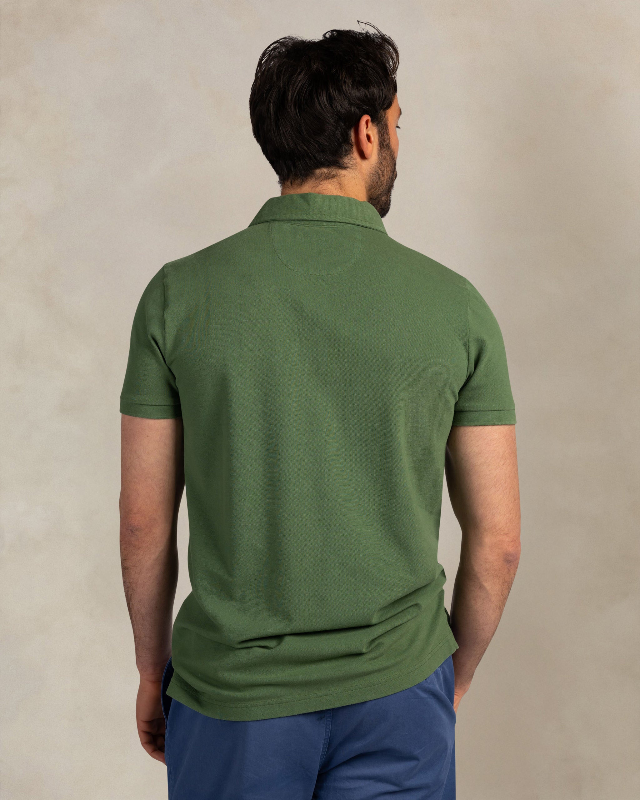 Dunkelgrünes Baumwoll-Stretch-Poloshirt Dunkelgrünes Baumwoll-Stretch-Poloshirt