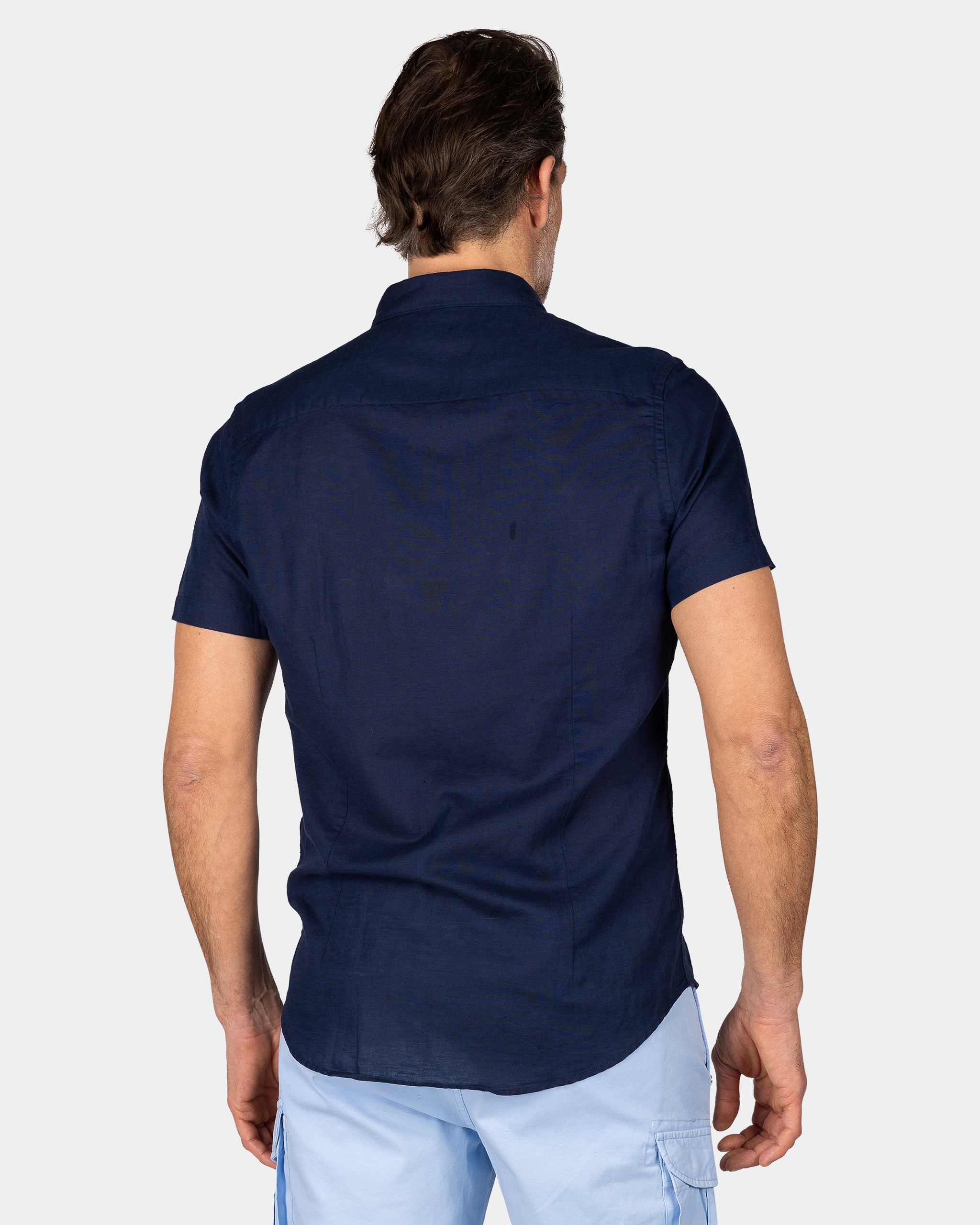 Chemise en lin navy à manches courtes Chemise en lin navy à manches courtes