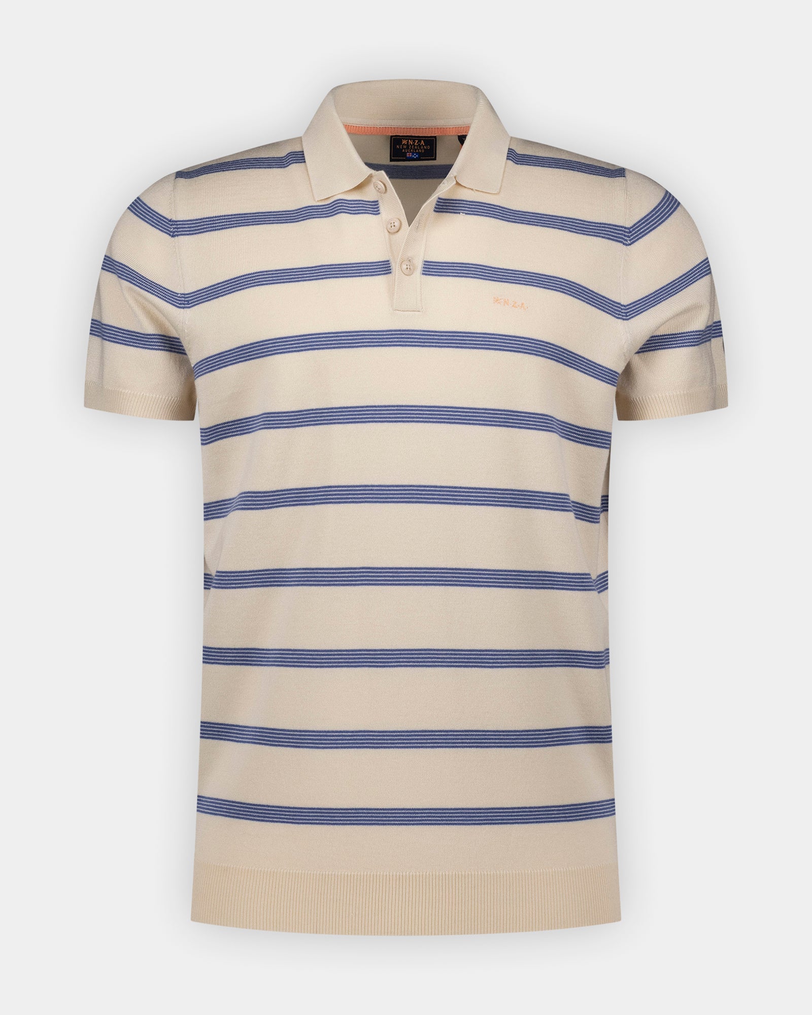 Ecru gestreepte gebreide polo Ecru gestreepte gebreide polo