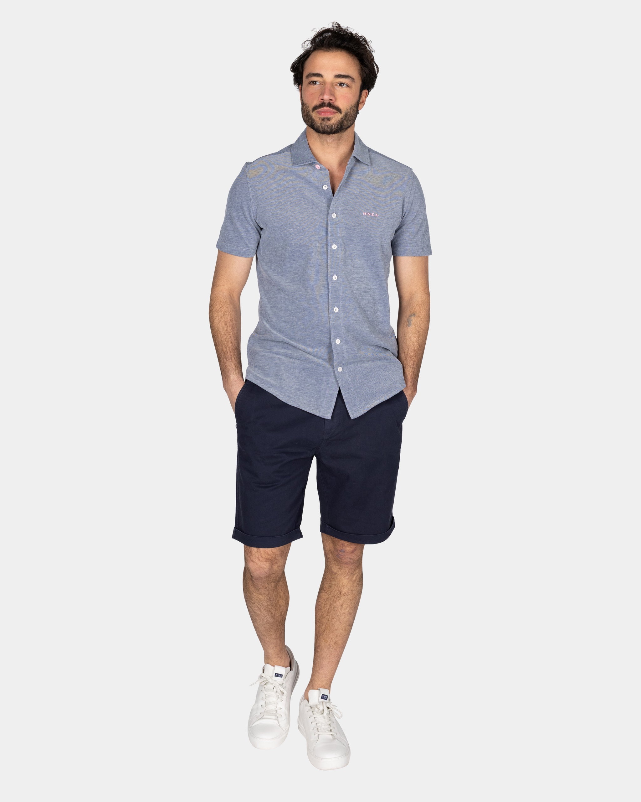 Blue Shirt with Short Sleeves Blue Shirt with Short Sleeves