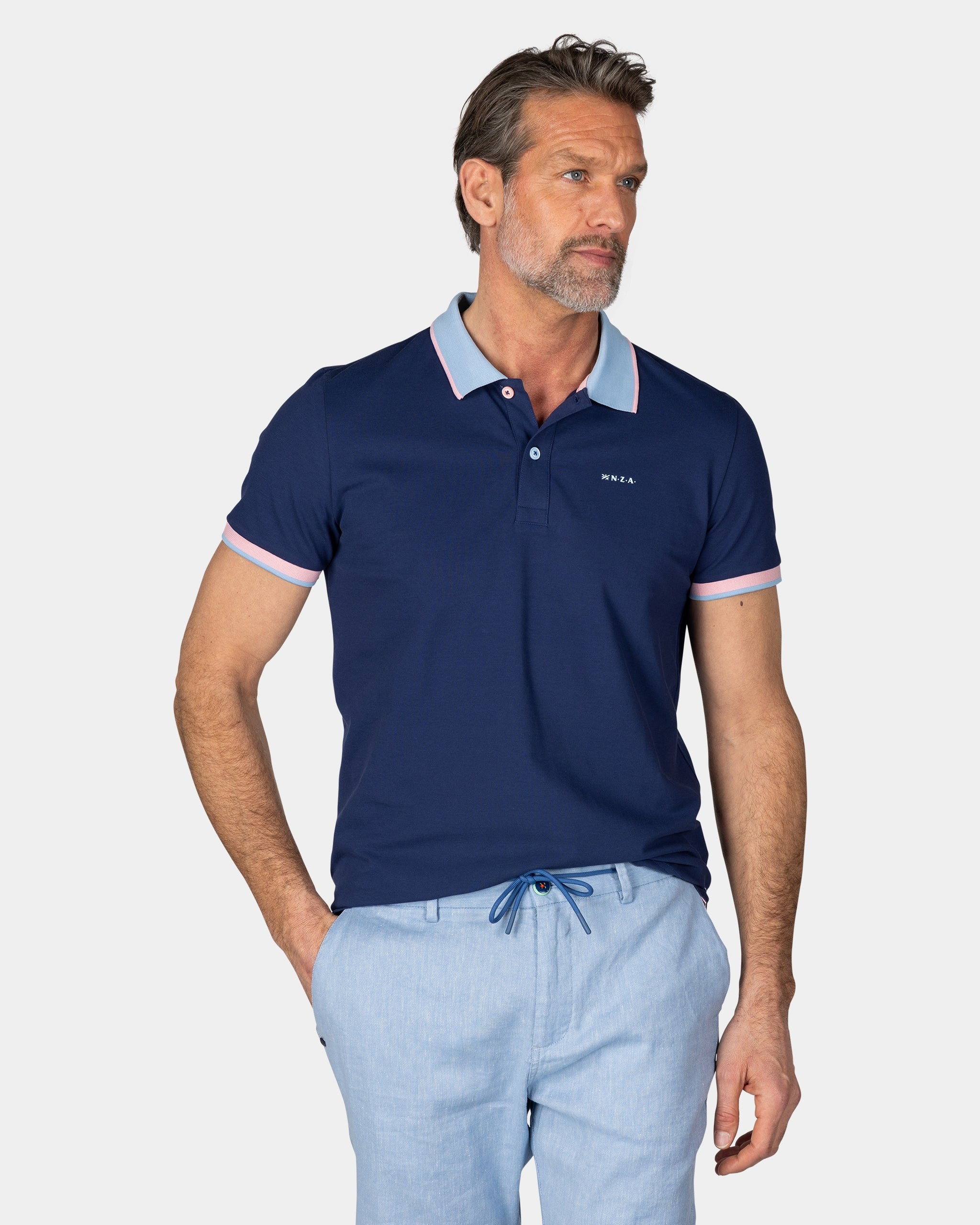 Dark Blue Polo with Light Blue Collar Dark Blue Polo with Light Blue Collar