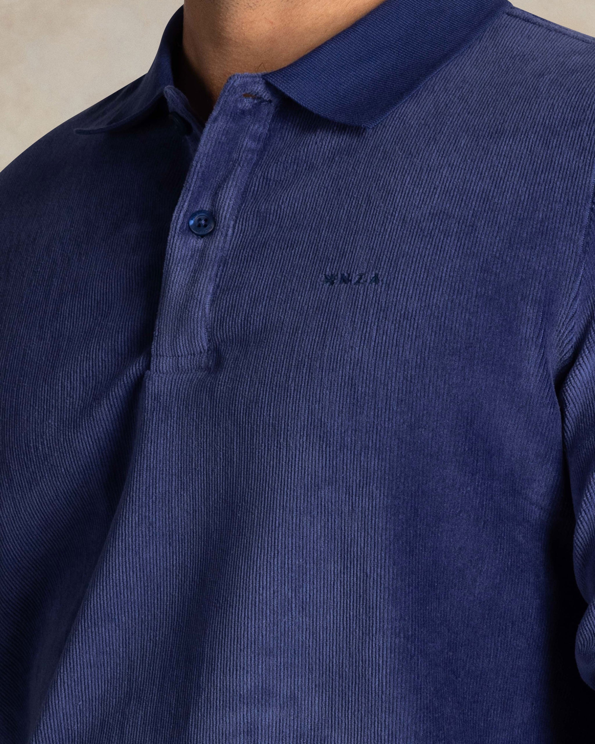 Blue cotton long-sleeve polo Blue cotton long-sleeve polo