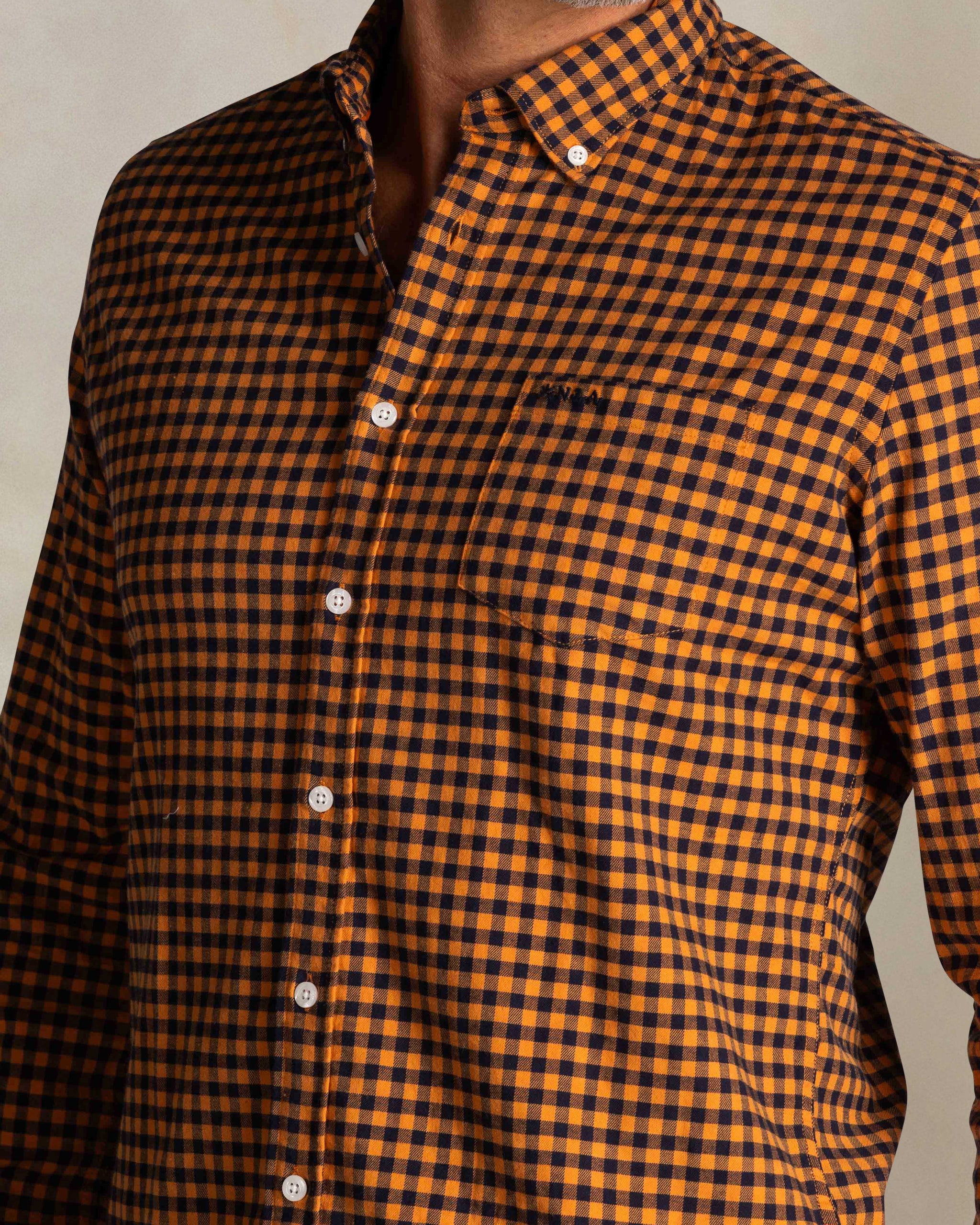 Orange checked cotton shirt Orange checked cotton shirt