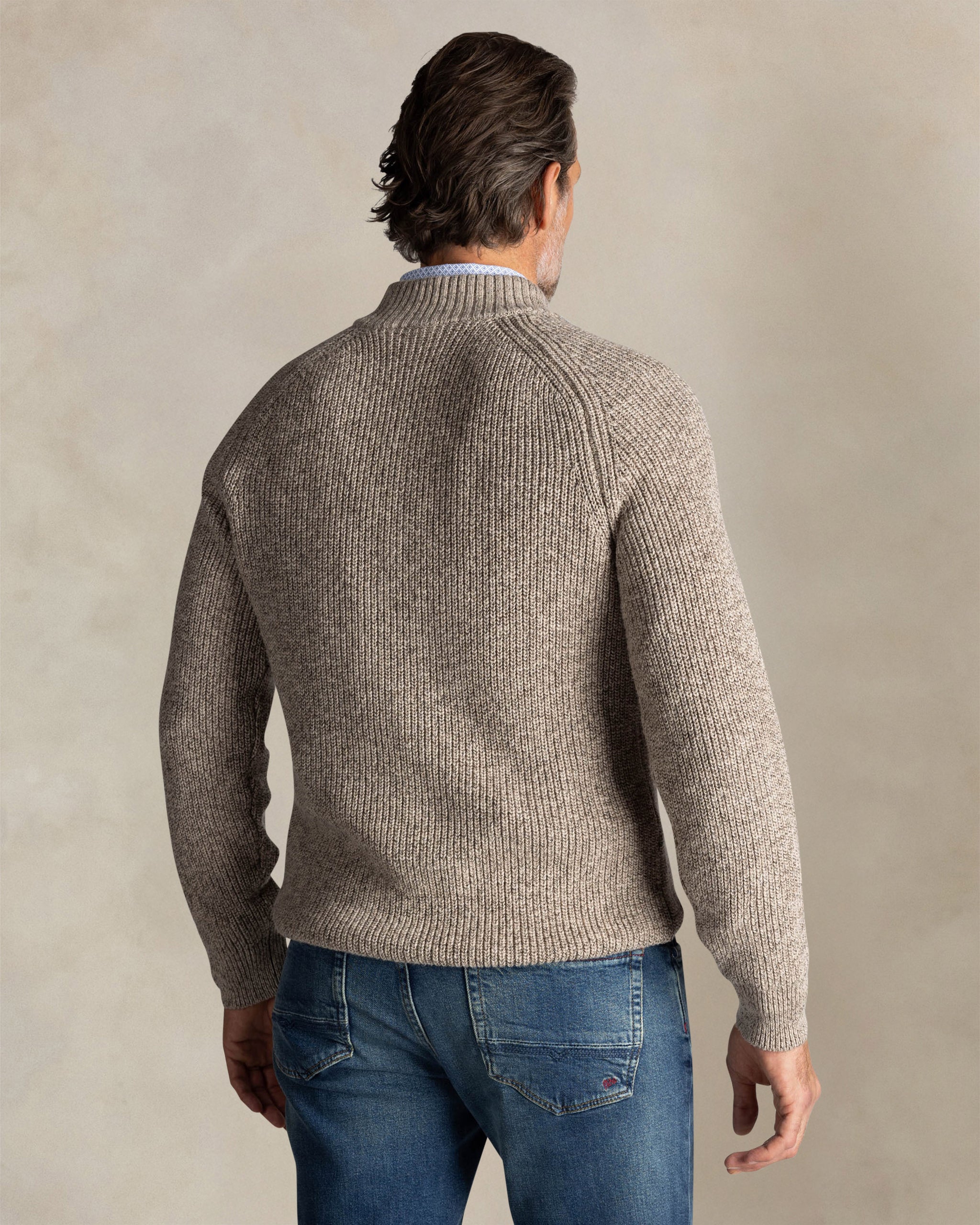 Ecru cotton half zip sweater Ecru cotton half zip sweater