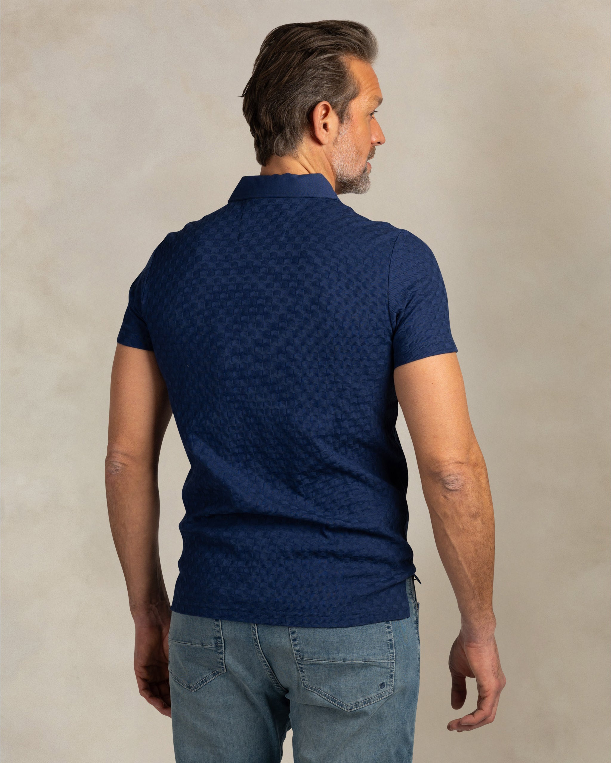 Blauwe 100% katoenen polo Blauwe 100% katoenen polo