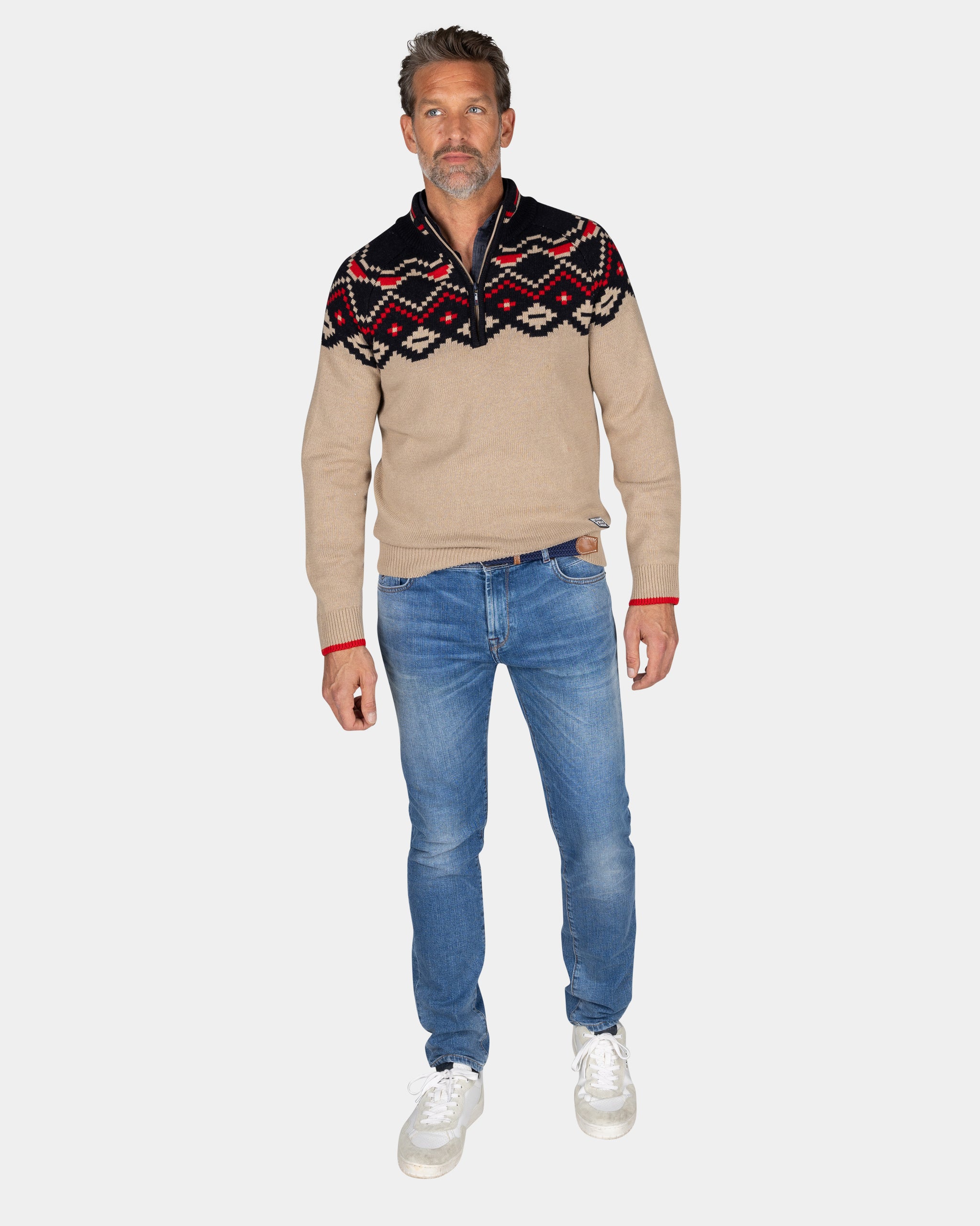 Beige trui met zwarte print - Winter Navy Beige trui met zwarte print - Winter Navy