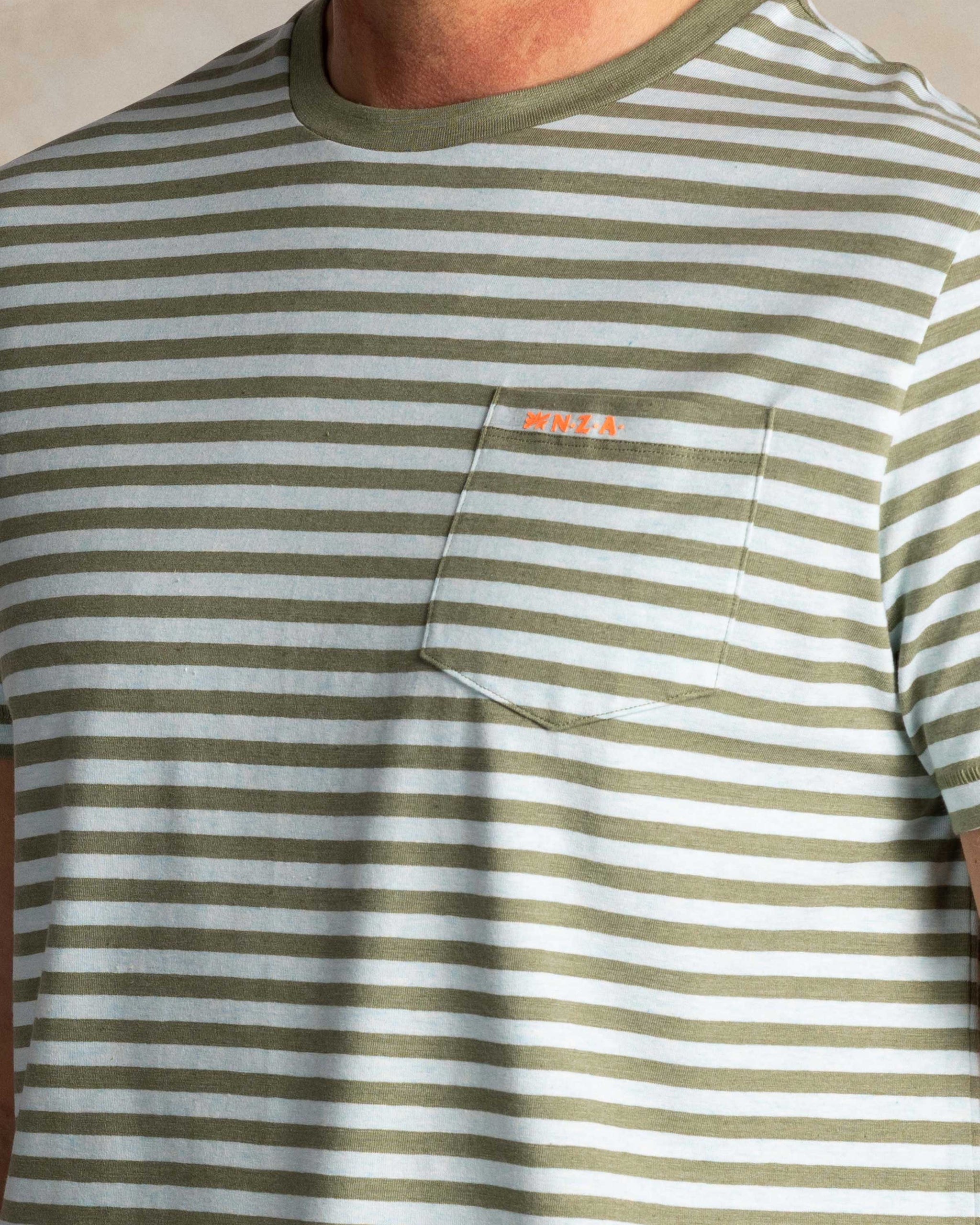 Green T-shirt with light green stripes Green T-shirt with light green stripes