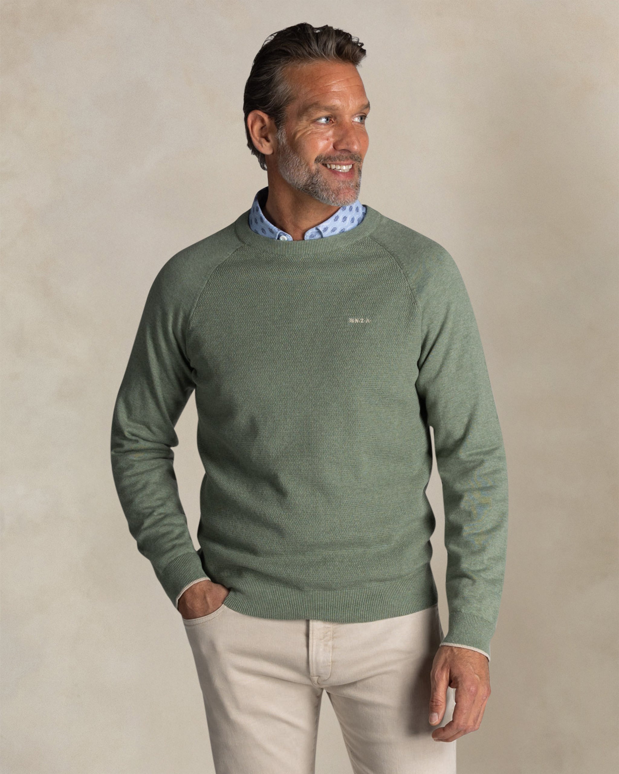 Pull col rond en coton vert Pull col rond en coton vert