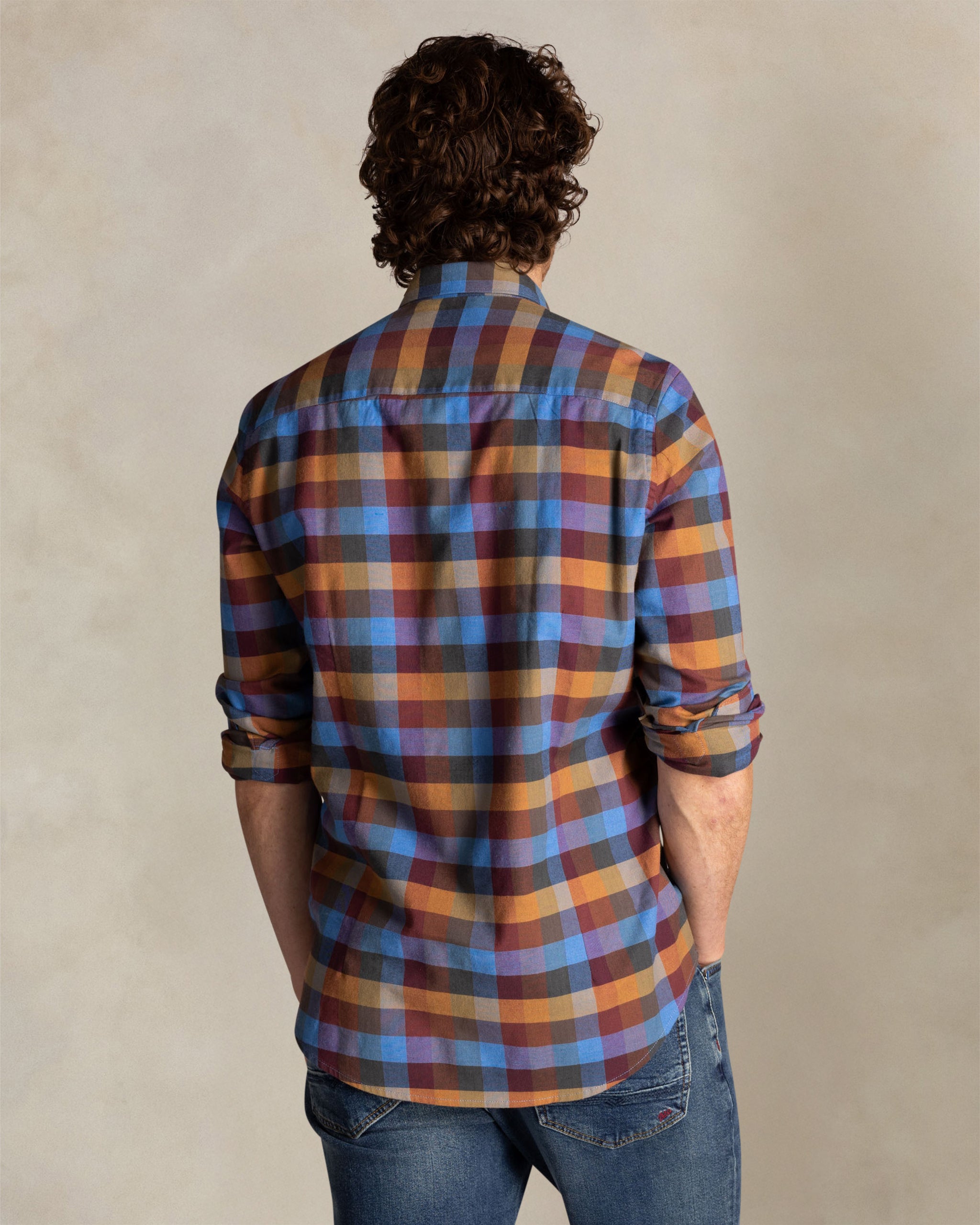 Chemise en coton à carreaux bleu Chemise en coton à carreaux bleu