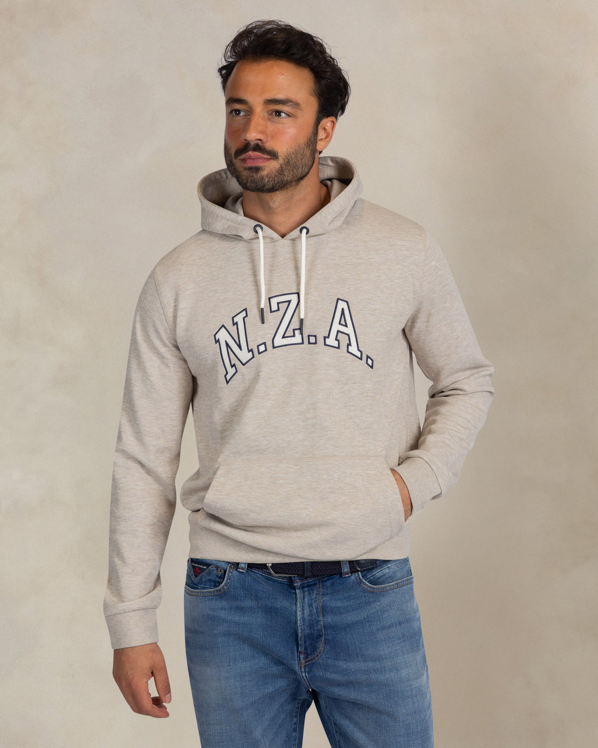 Ecru katoenen logo hoodie Ecru katoenen logo hoodie