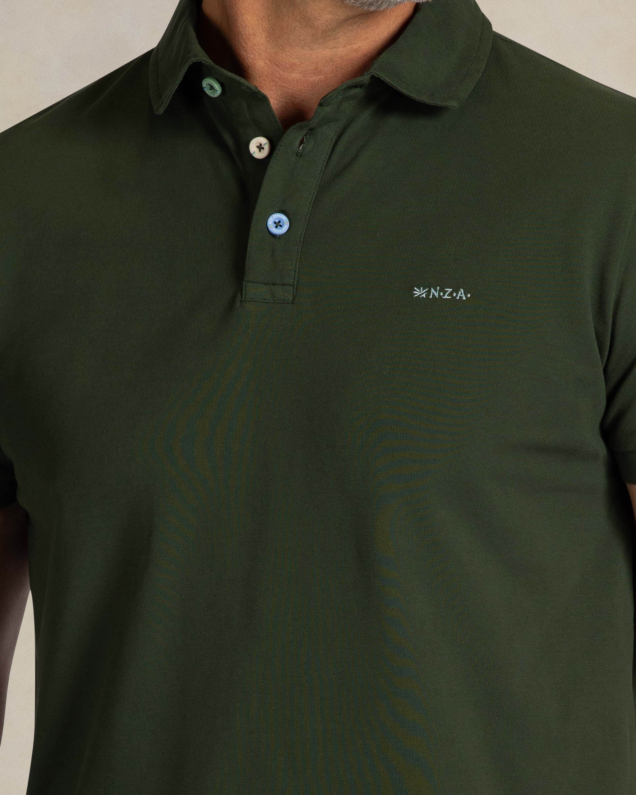 Dunkelgrünes Baumwoll-Stretch-Polo Dunkelgrünes Baumwoll-Stretch-Polo