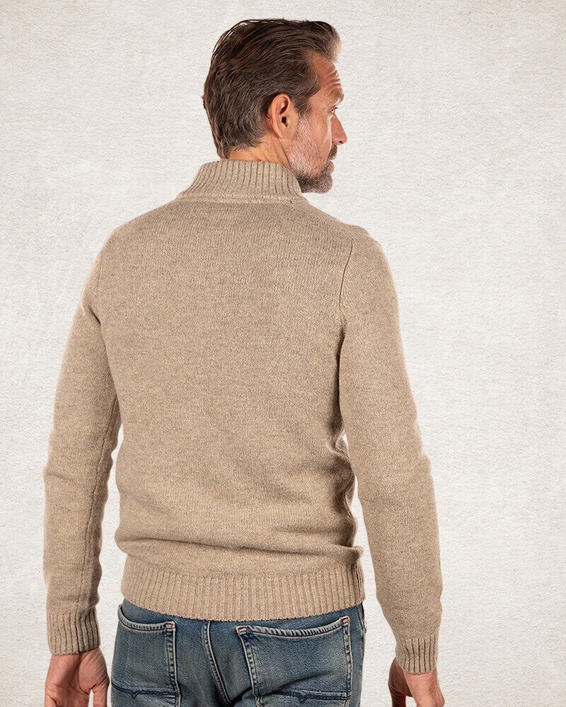 Trui met halve rits van wol mix - Sahara Sand Trui met halve rits van wol mix - Sahara Sand
