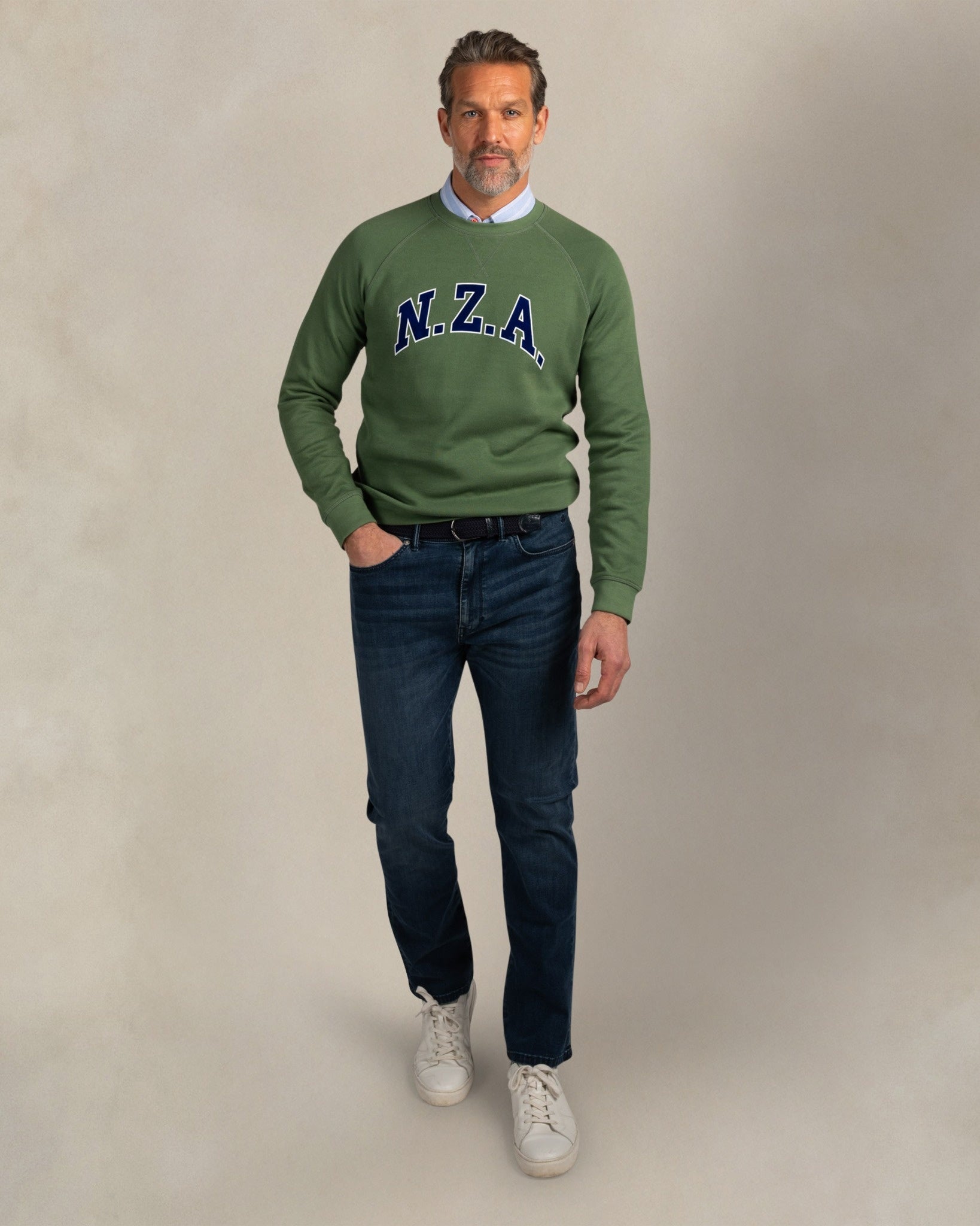 Groene katoenen sweater met logo Groene katoenen sweater met logo