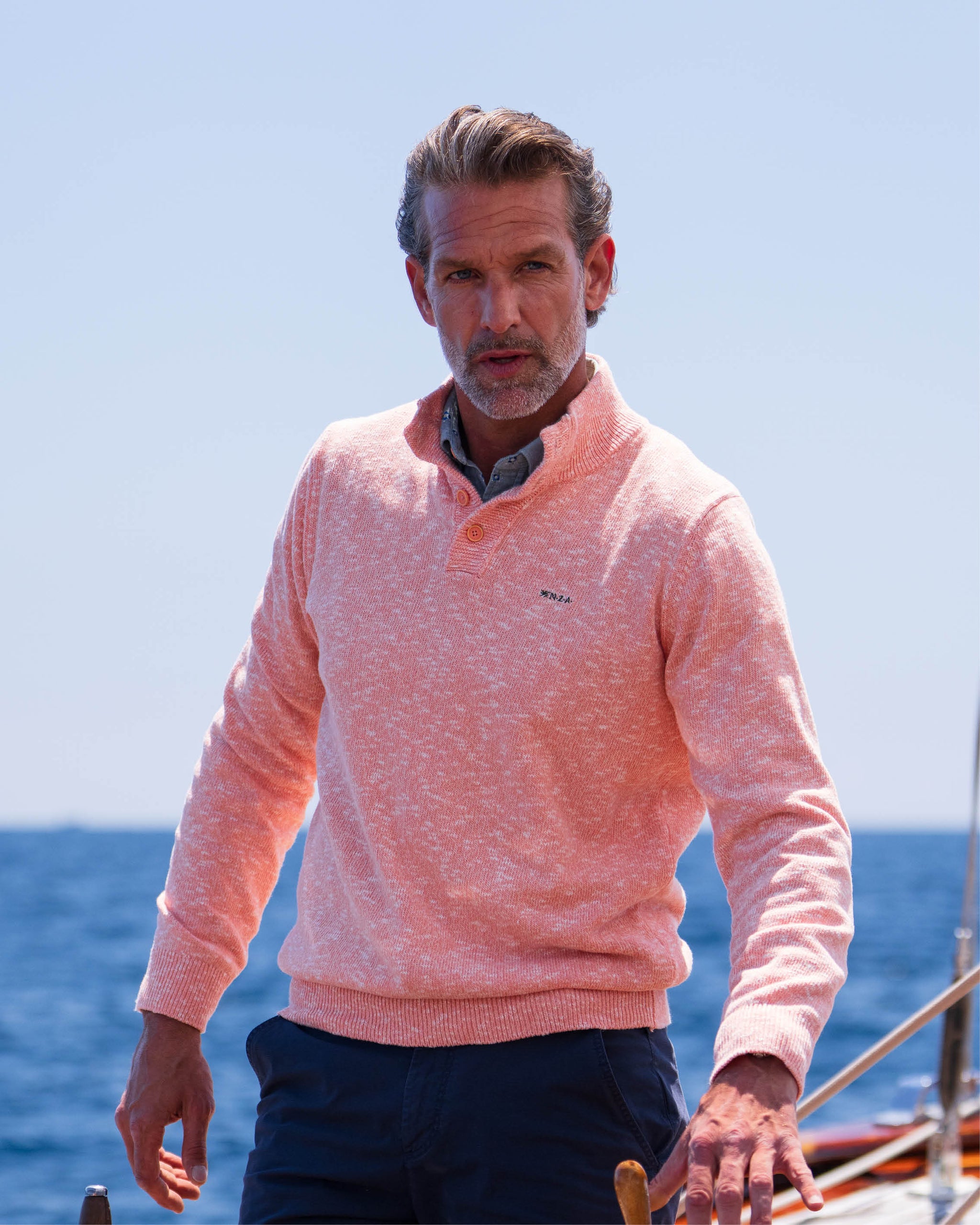 Jersey coral con media cremallera Jersey coral con media cremallera