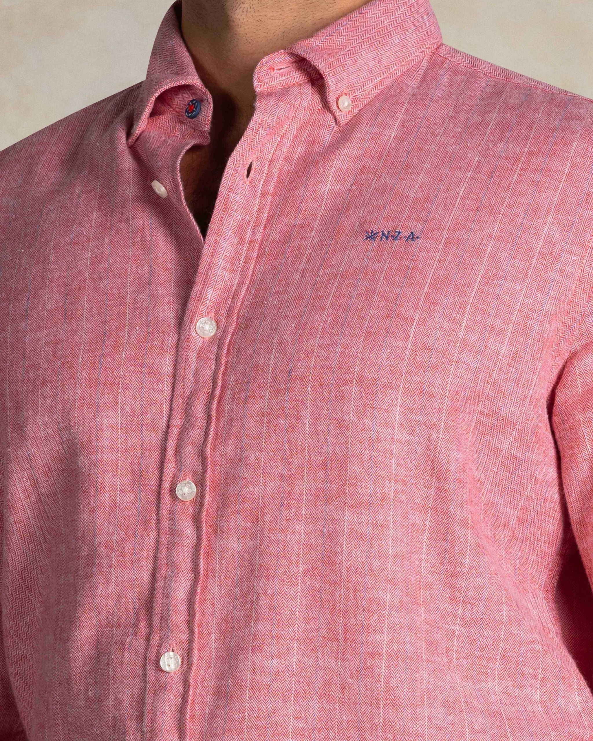 Rode linnen mix overhemd Rode linnen mix overhemd