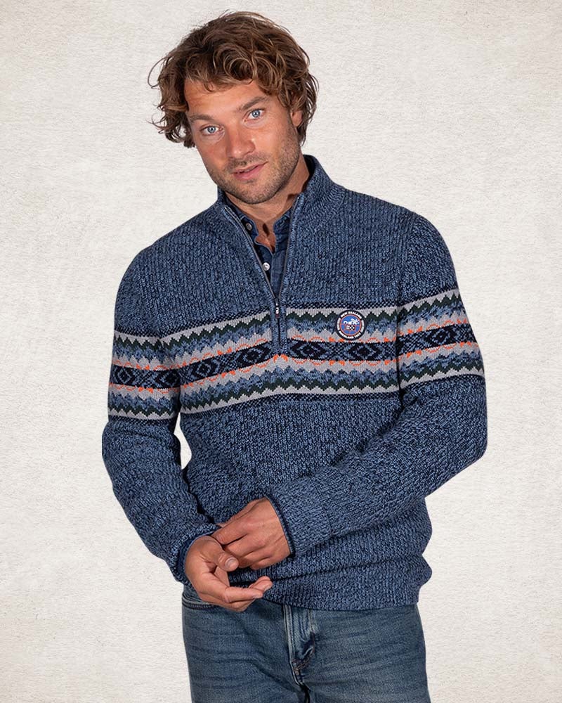 Half zip knitted pullover - Cloudy Blue