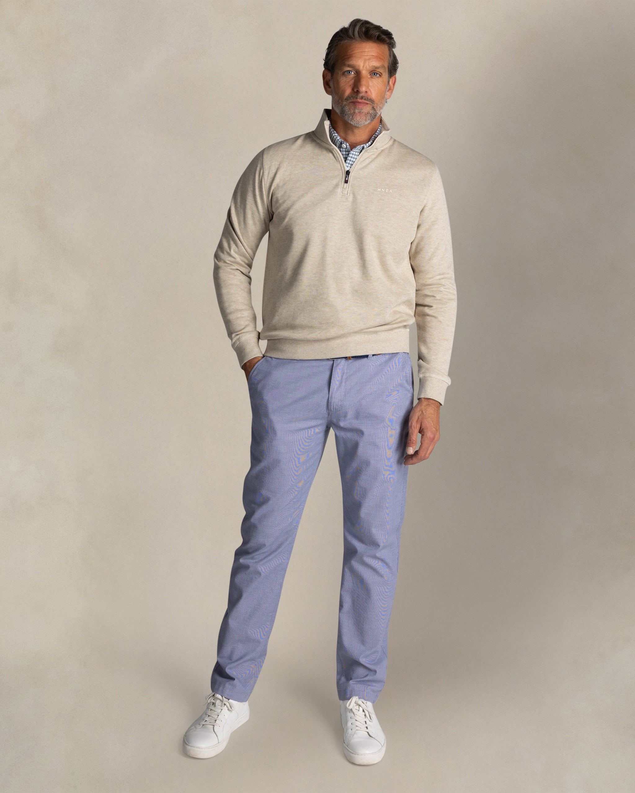 Ecru Half Zip Cotton Sweater Ecru Half Zip Cotton Sweater