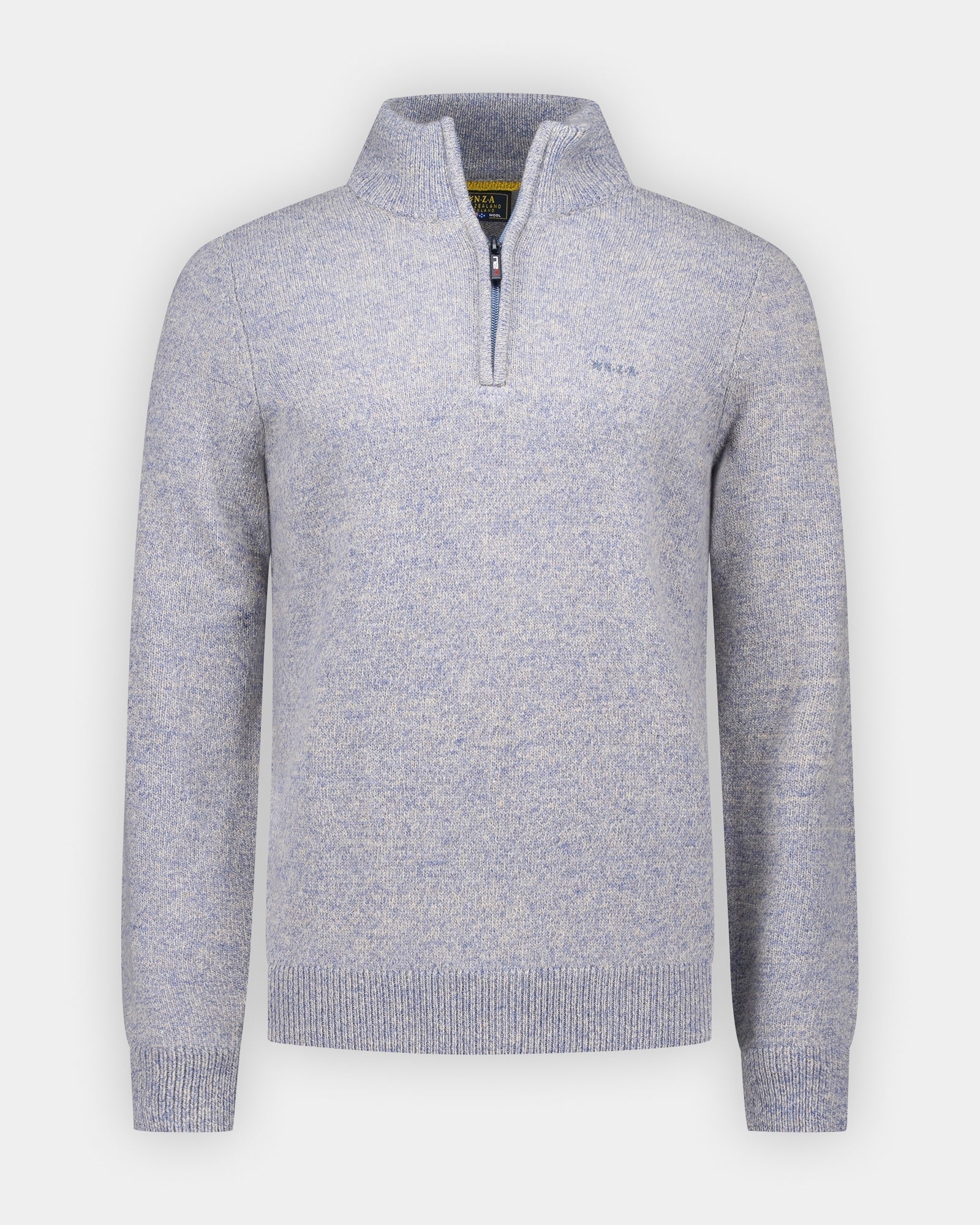 Hellblaue wollene halbzipp-trui Hellblaue wollene halbzipp-trui