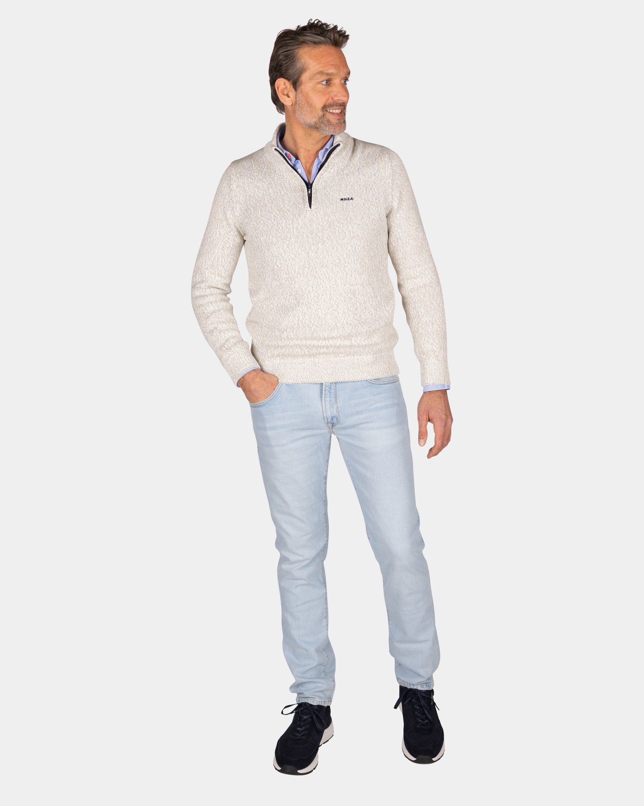 Beige half-zip pullover - Dusty Army Beige half-zip pullover - Dusty Army